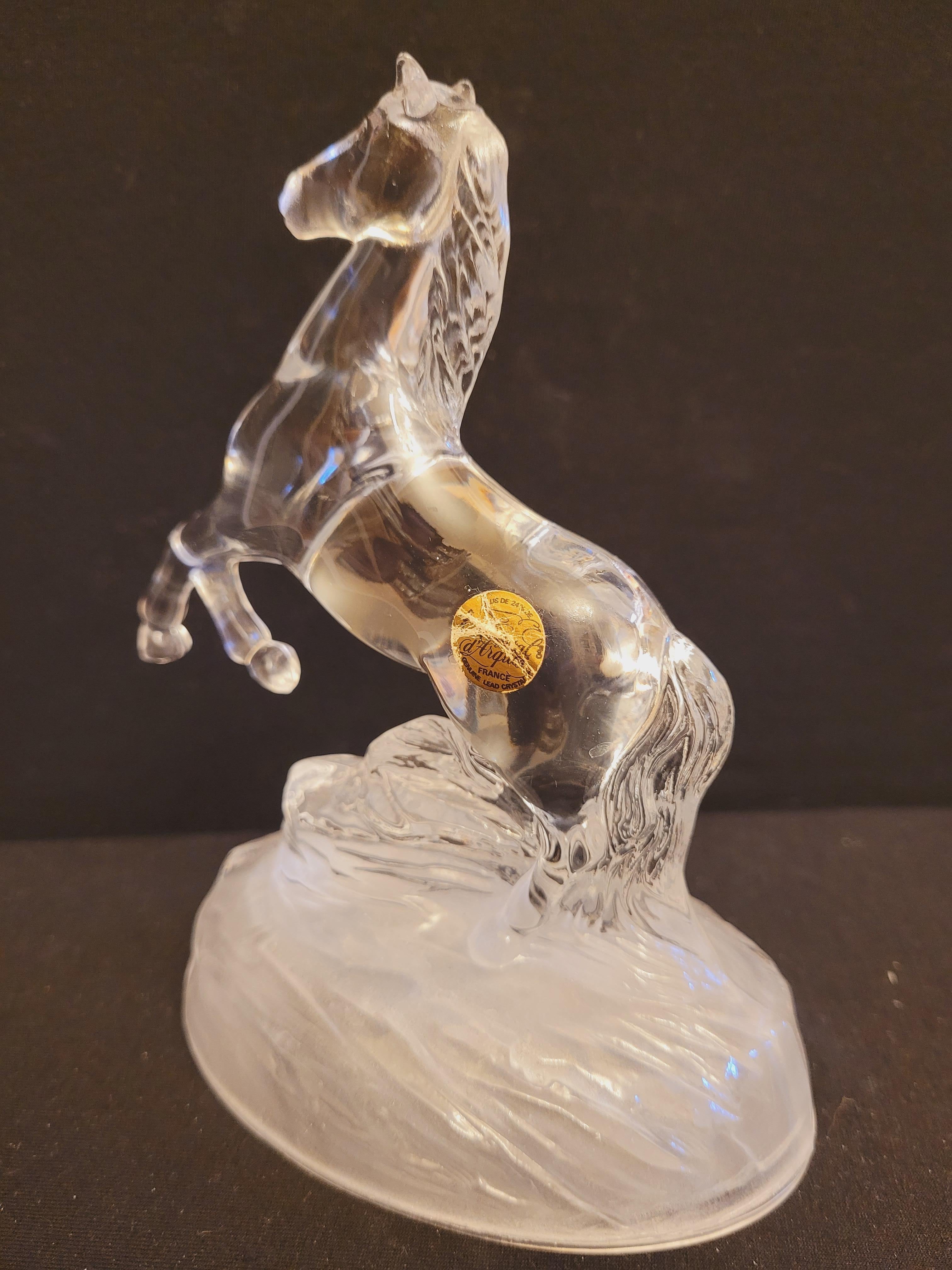 Hand-Crafted Vintage France Crystal Horse For Sale