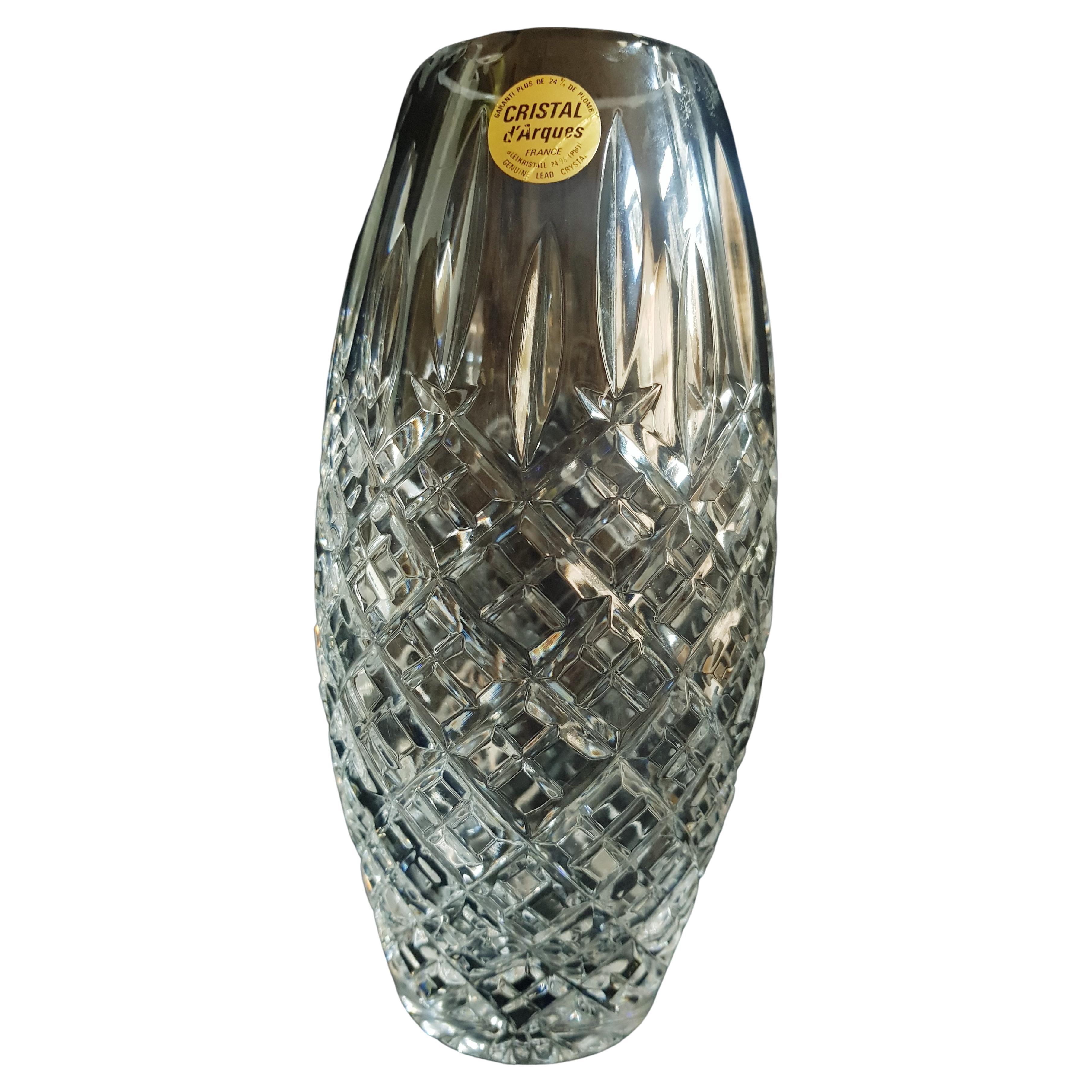 Tall French Moderne Lead Crystal Vase at 1stDibs