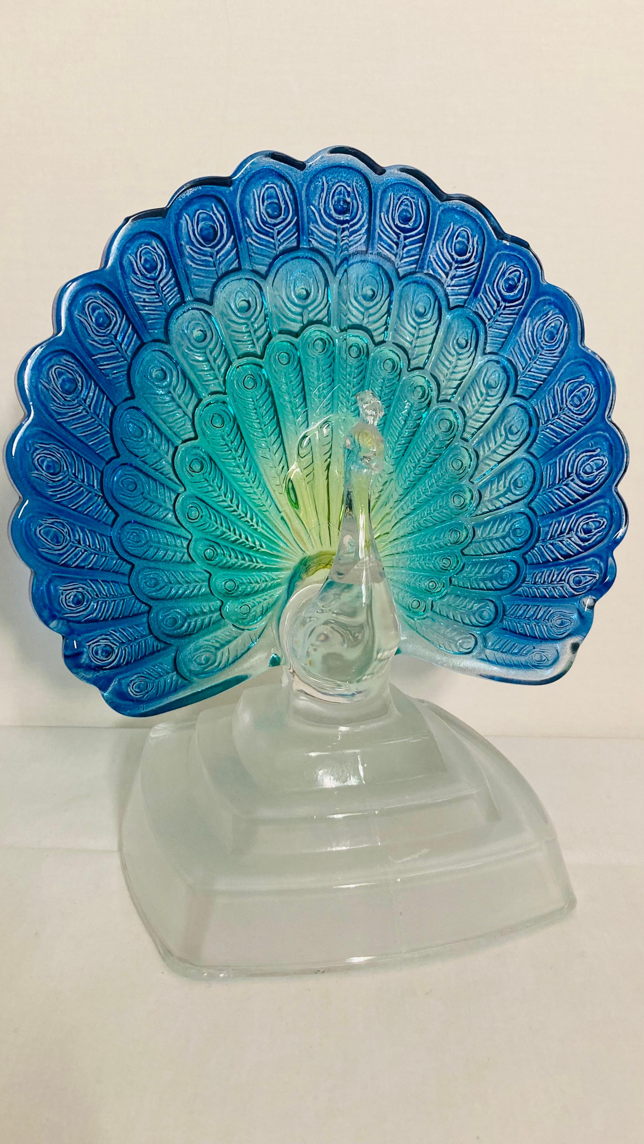 Beautiful vitange franch crystal multicoloured peacock brilliant condition.