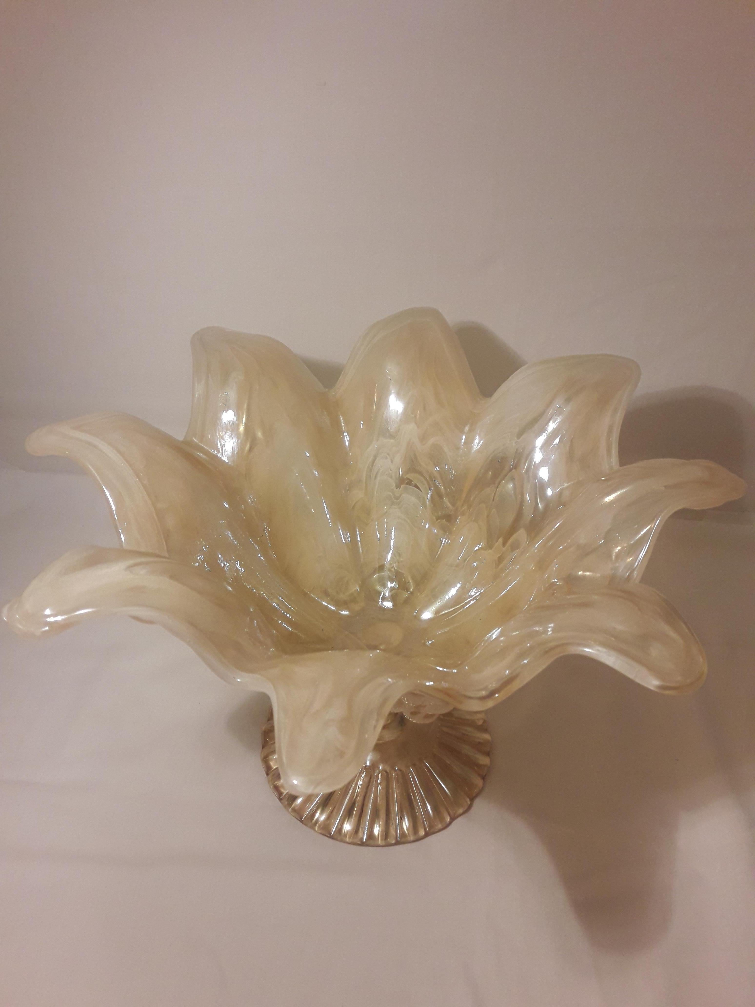 Art Glass Vitange Genuine Empoli Opaline large Bowl For Sale