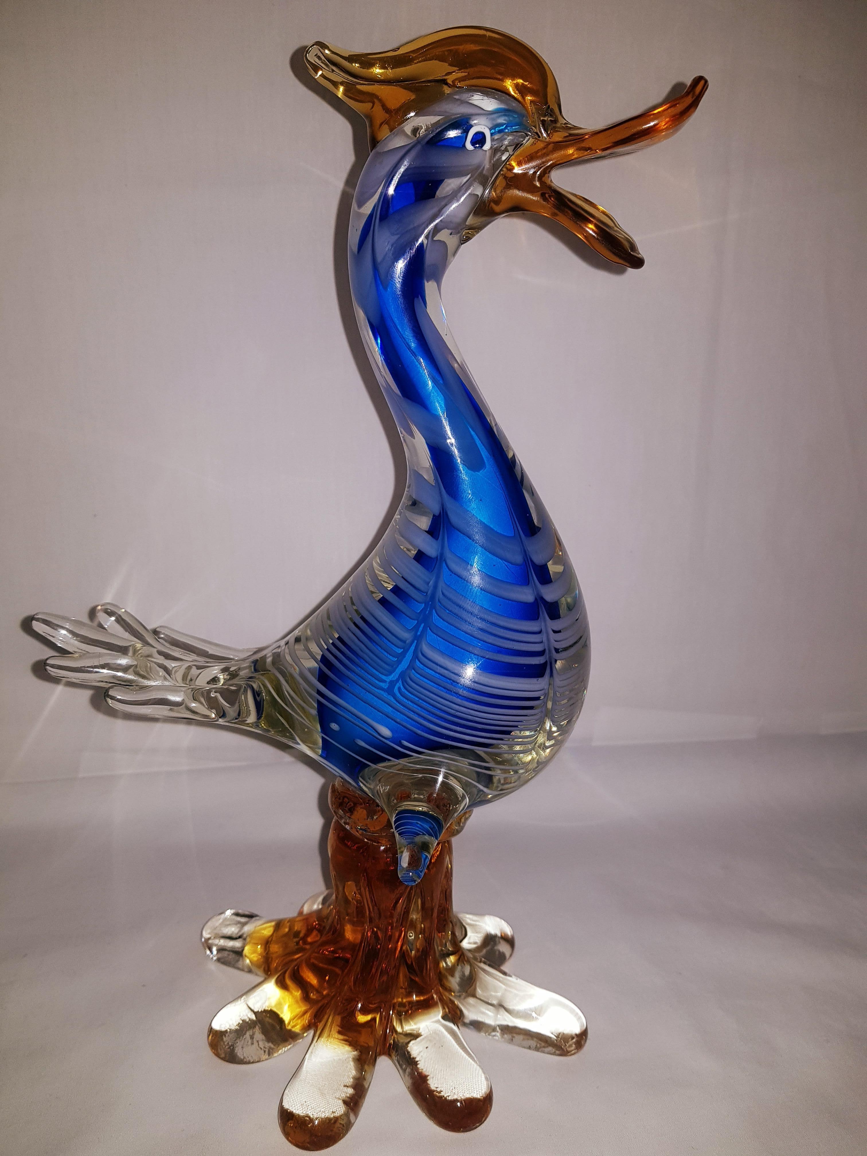 Art Deco Vitange Genuine Murano Glass Duck For Sale