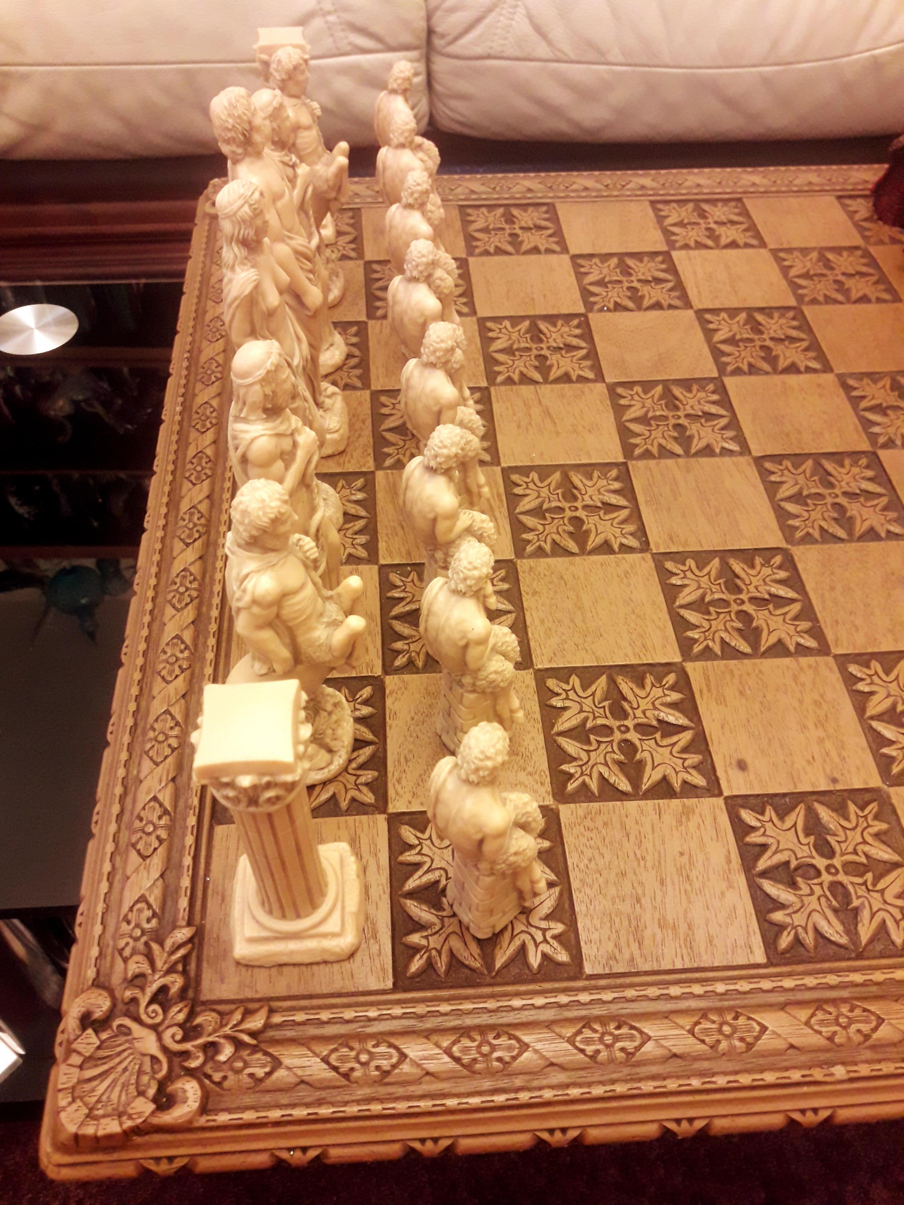 Vitange Hand Carved Chess Board For Sale 4