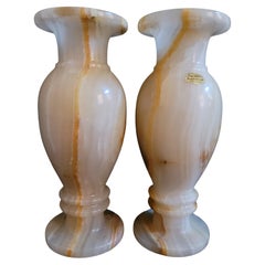 Vitange Hand Carved Natural Stone Onix Decorative Vases