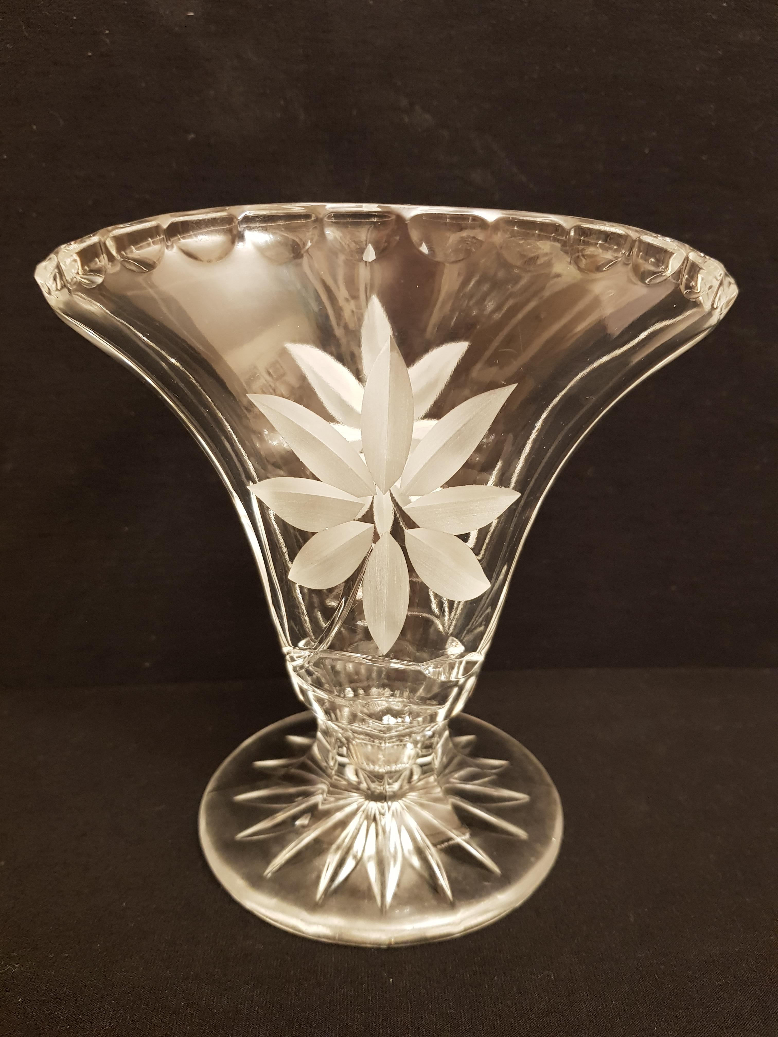 Crystal Vitange Hand Cut Bohemian Vases For Sale
