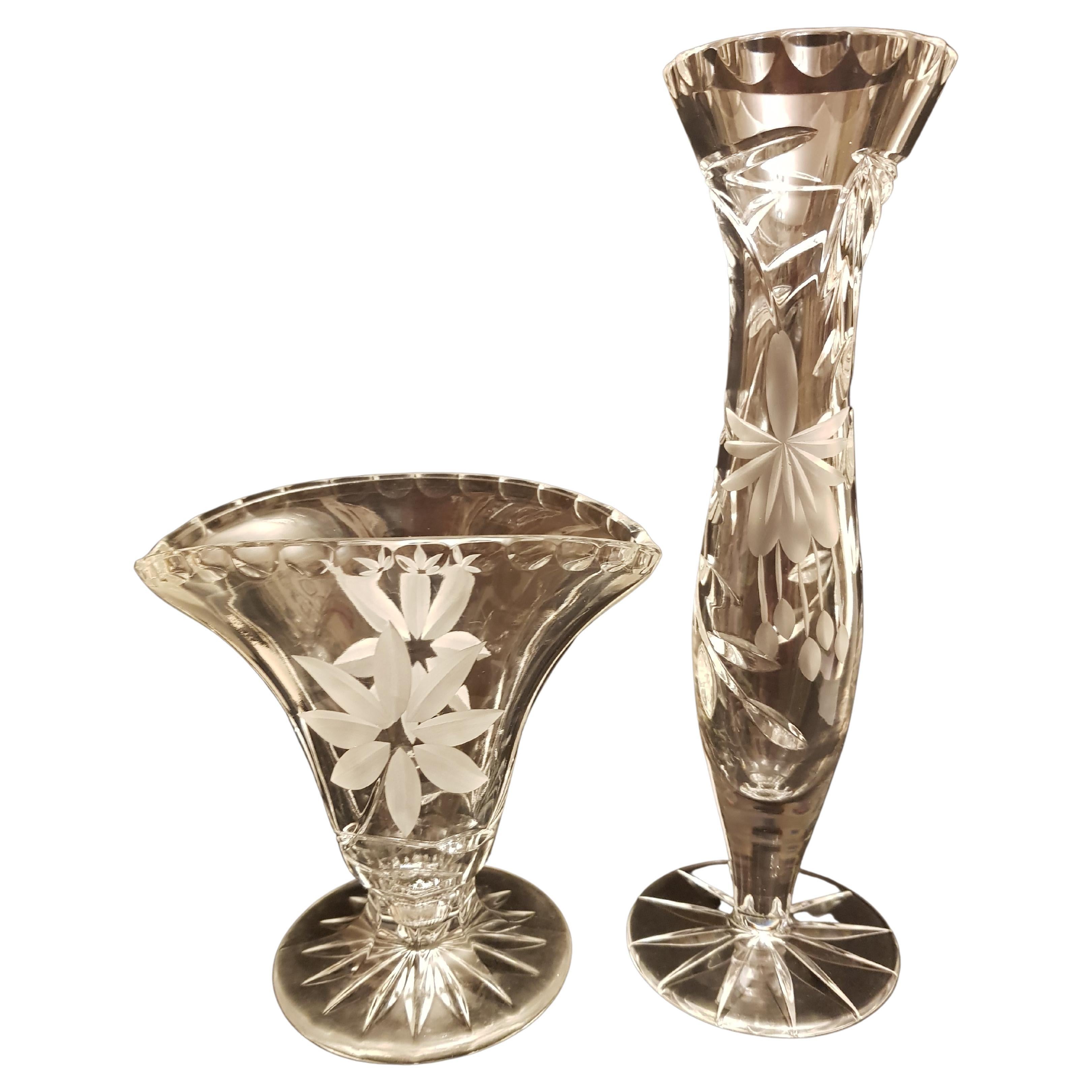 Vitange Hand Cut Bohemian Vases For Sale