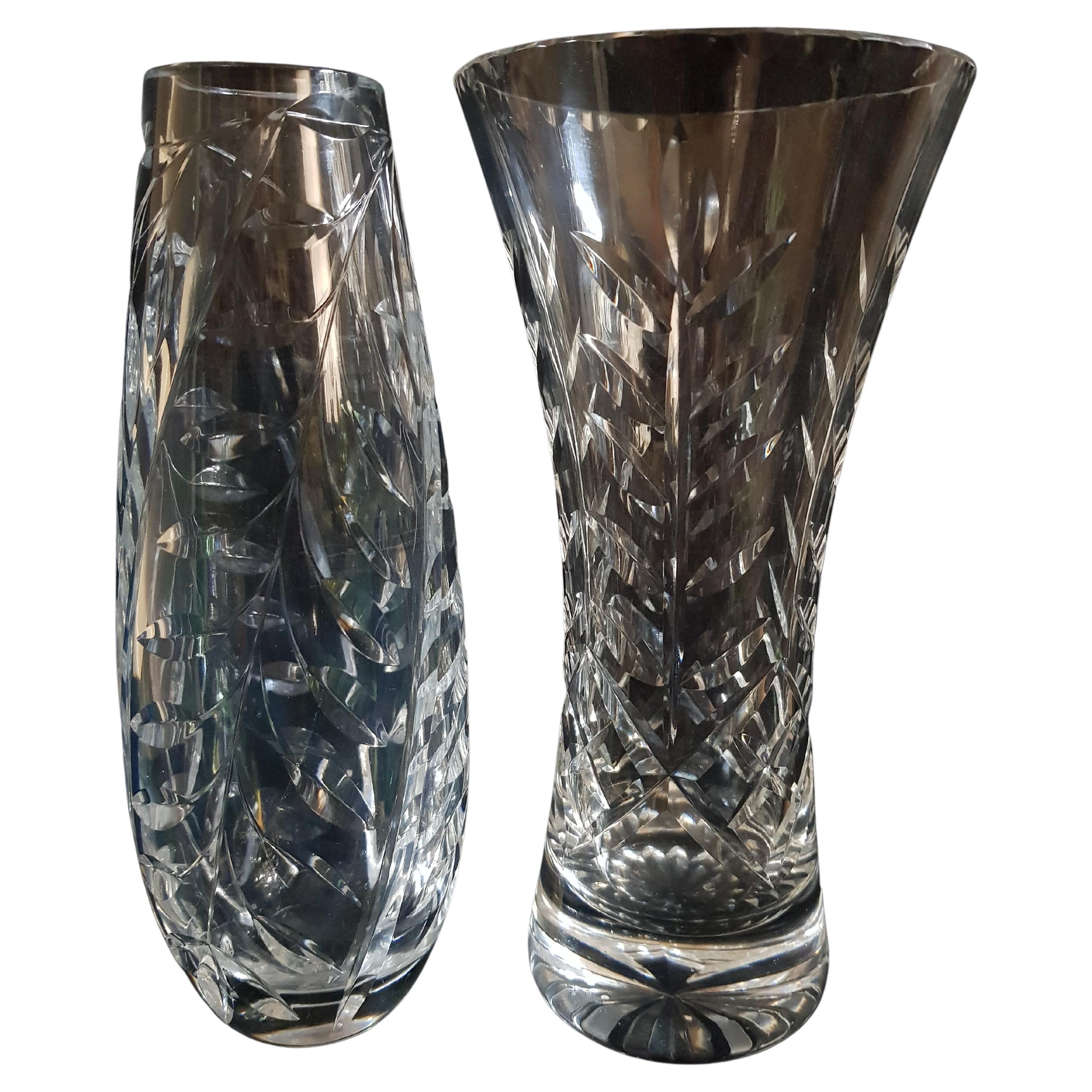 Vitange Hand Cut Crystal Vases For Sale