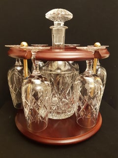 Vitange Hand Cut Crystal Vine Set with Wood Stand