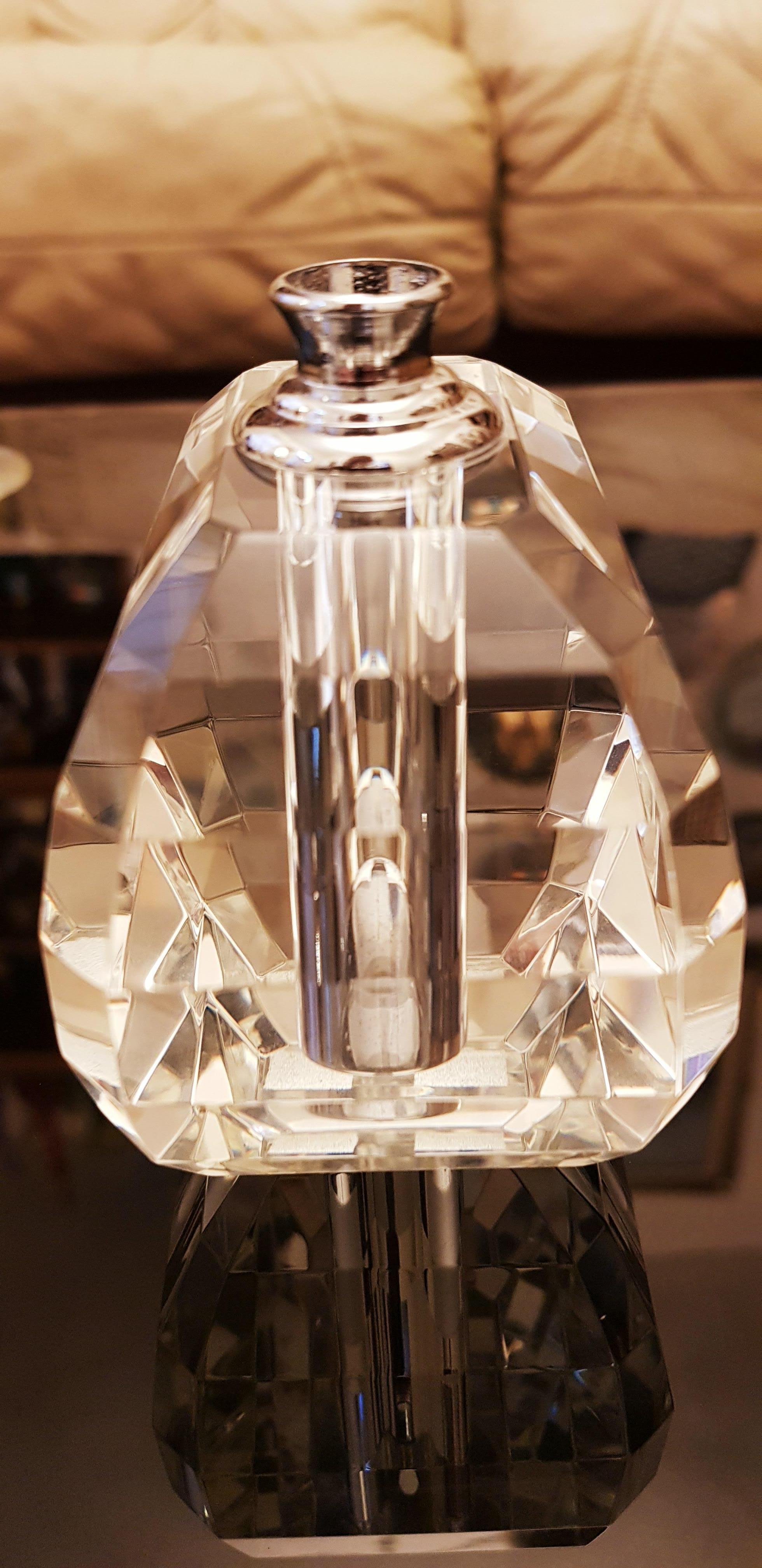 Art Deco Vitange Handcut Gem Faceted Crystal Perfume Bottle For Sale