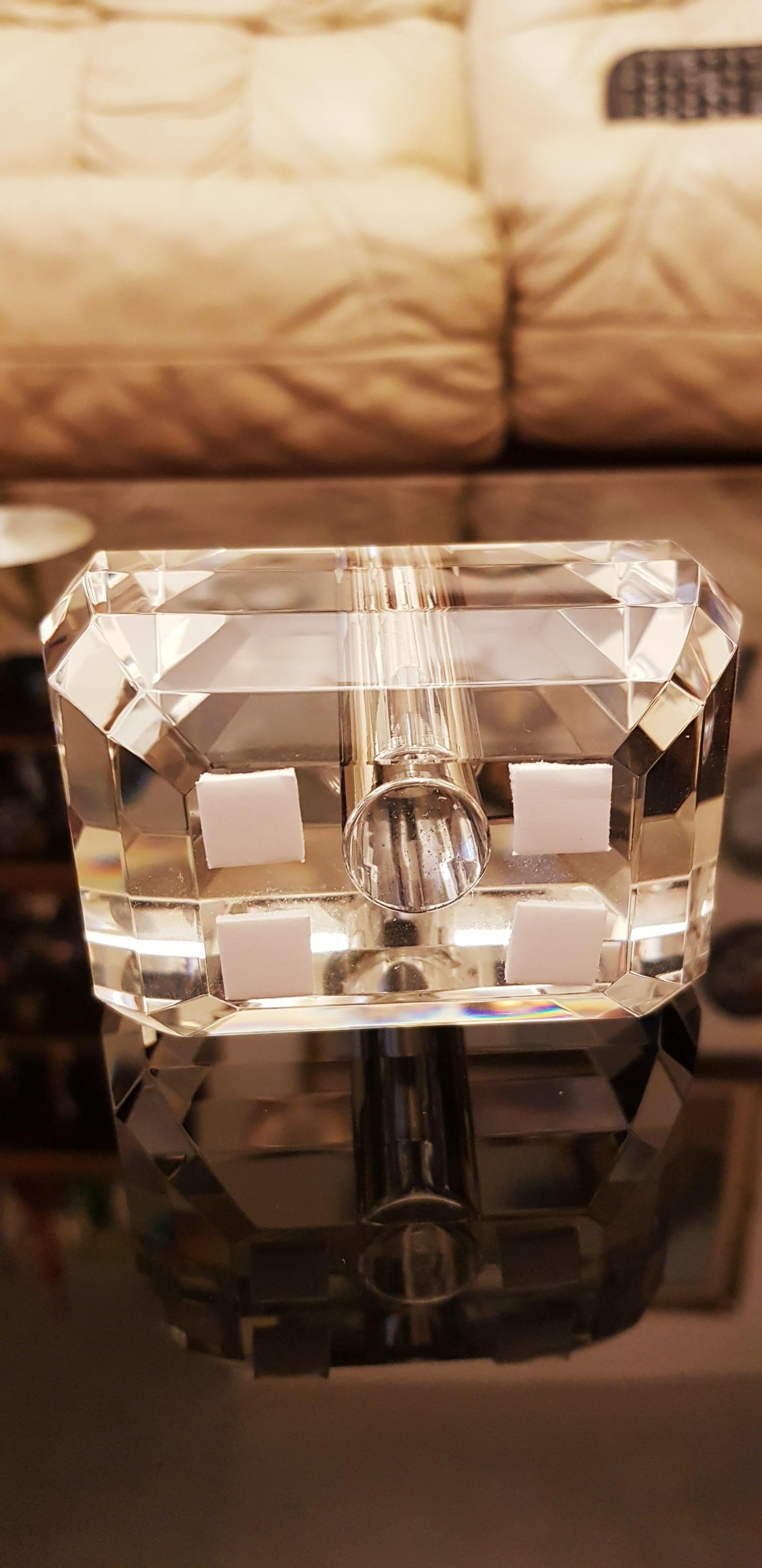 Italian Vitange Handcut Gem Faceted Crystal Perfume Bottle For Sale