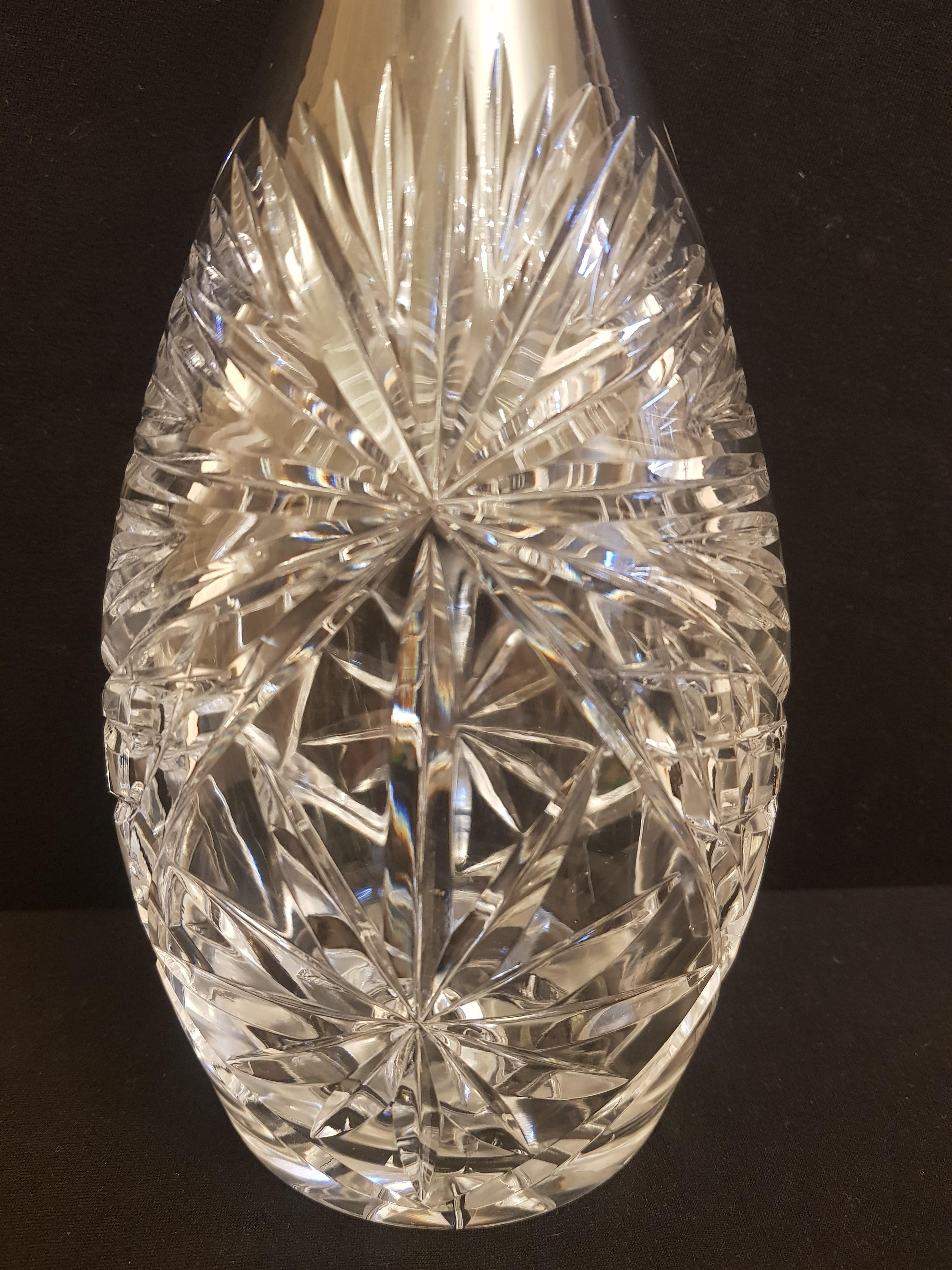 Arts and Crafts Vitange Italian Large Hand Deep Cut Crystal Decanter For Sale