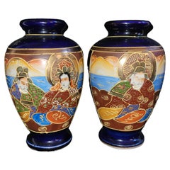 Retro Vitange Japanese Satsuma Ceramic Decorative Vases