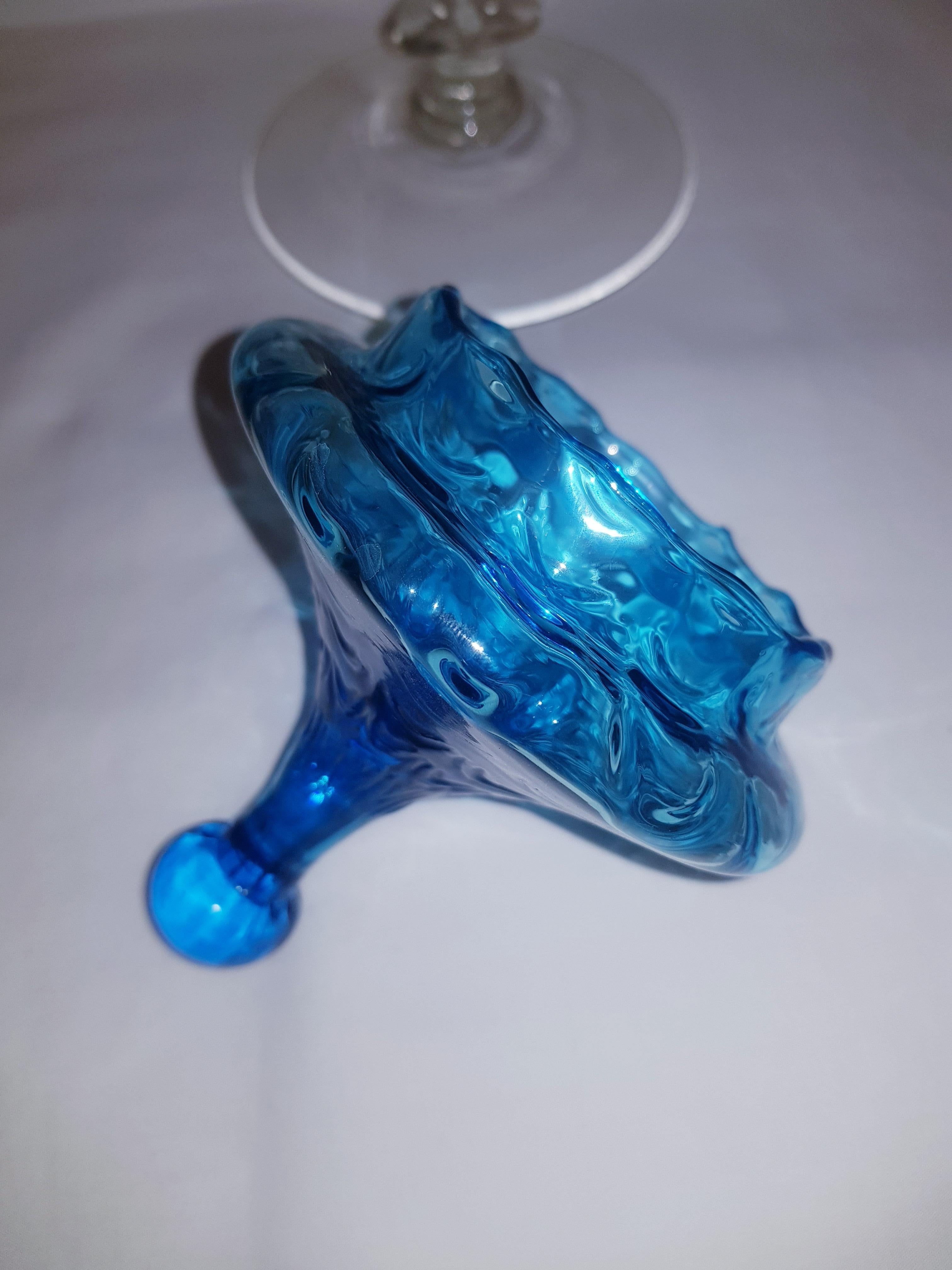 Vitange Large Empoli Optical Glass Dish In Excellent Condition For Sale In Grantham, GB