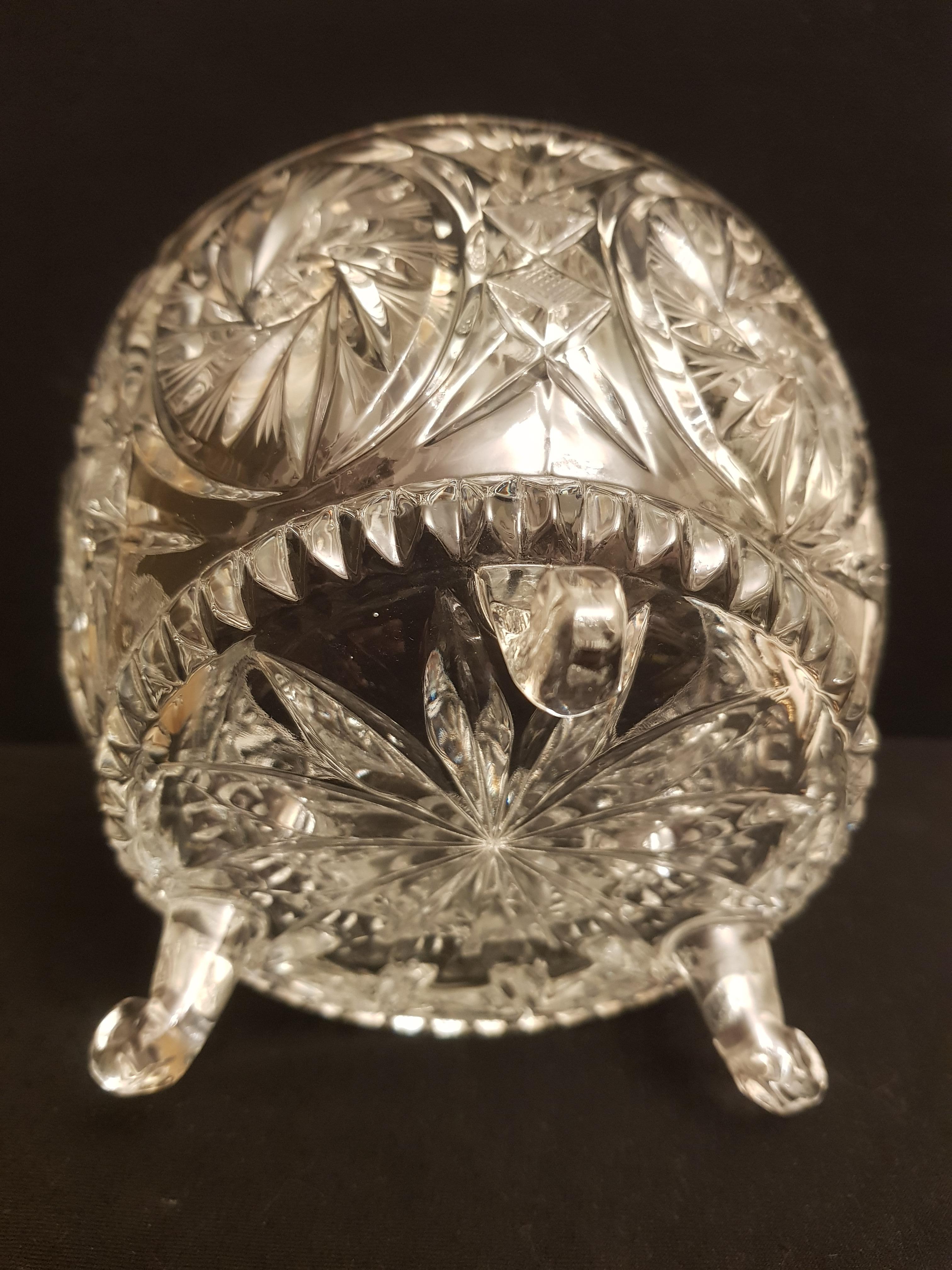 Hand-Crafted Vitange Large French Crystal Dish For Sale