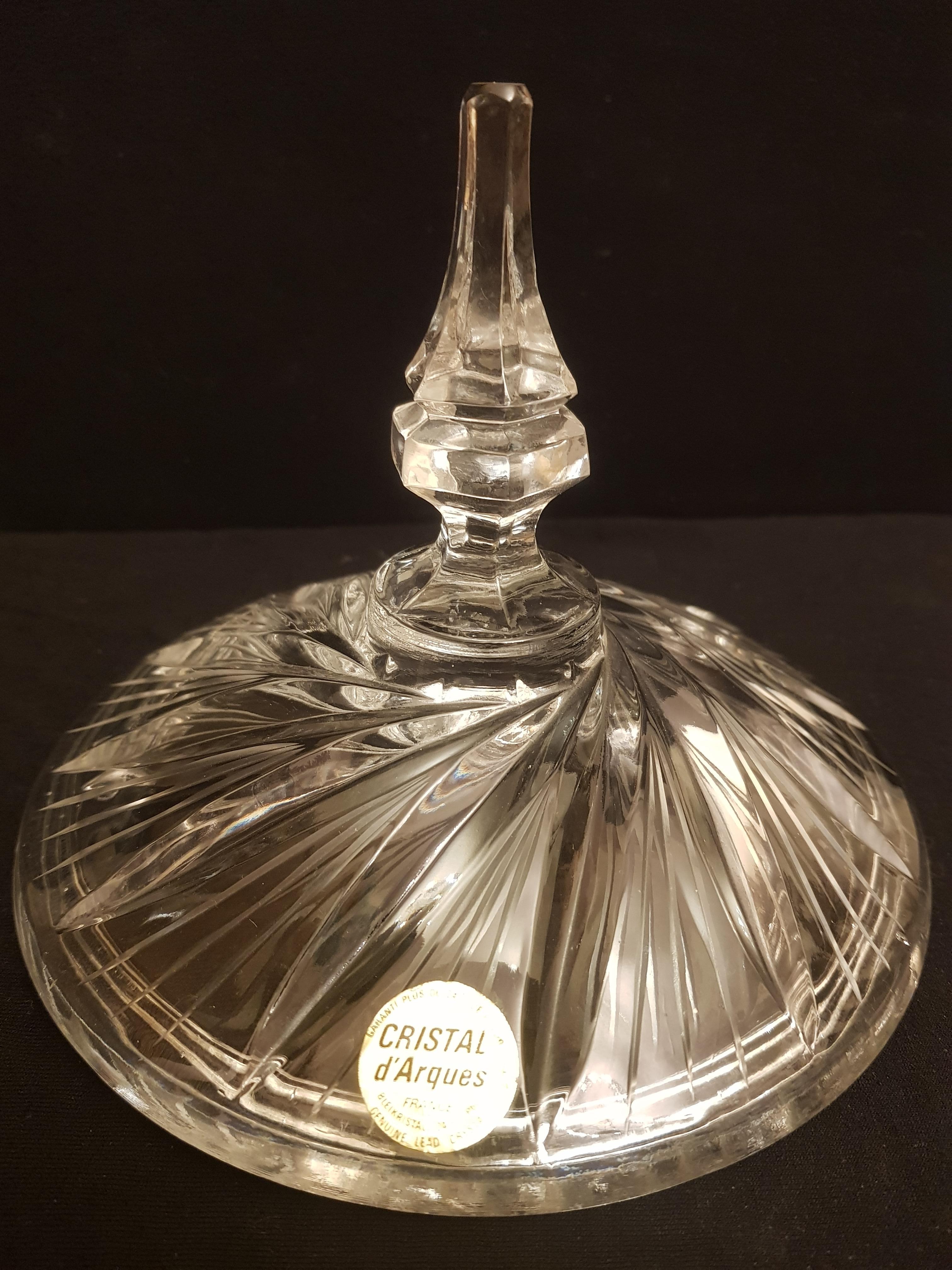 Mid-20th Century Vitange Large French Crystal Dish For Sale