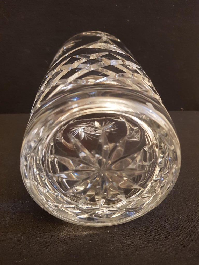 Italian Vitange Large Hand Cut Crystal Vase For Sale