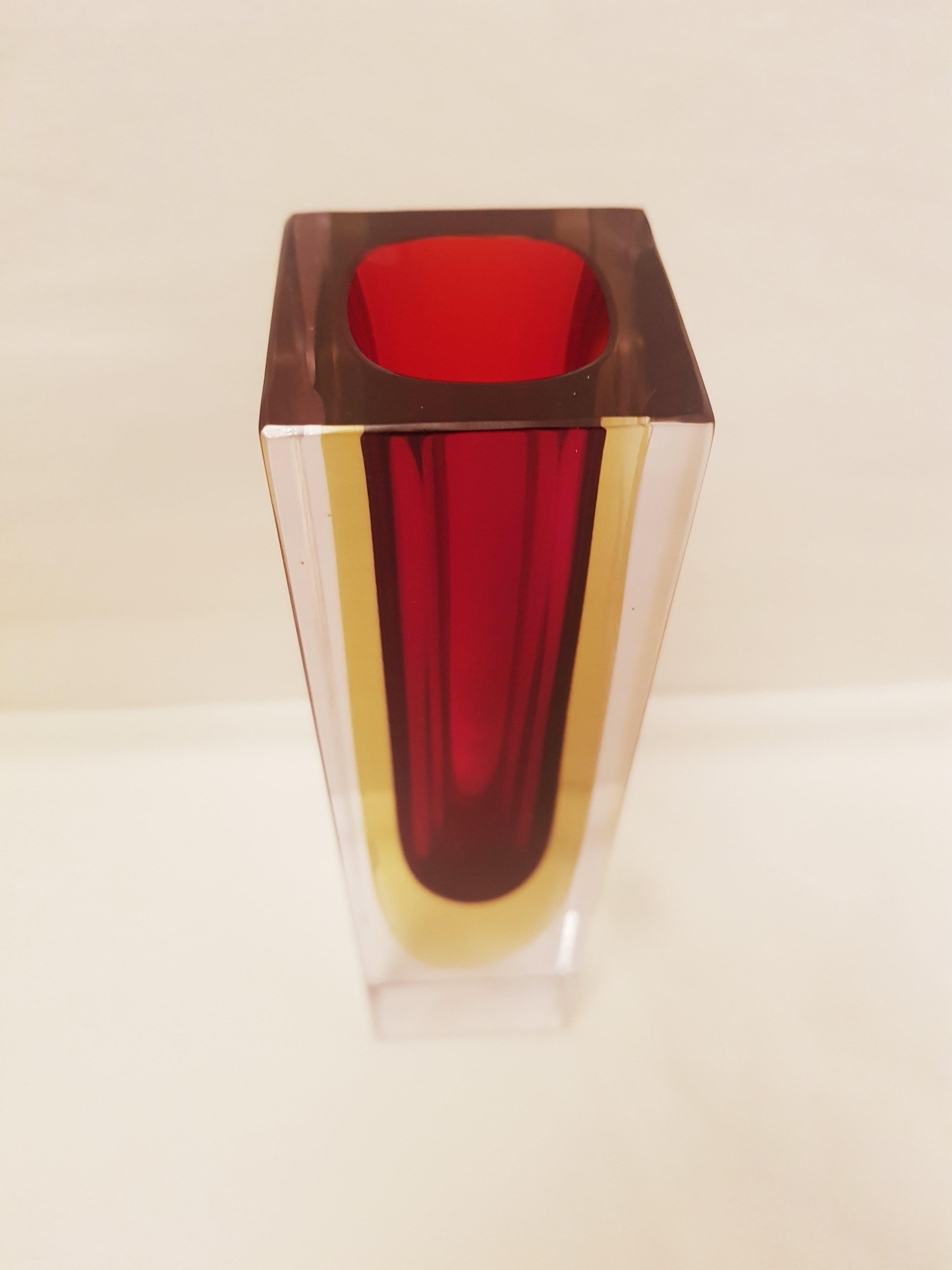 Art Deco Vitange Murano Faceted Sommerso Vase For Sale