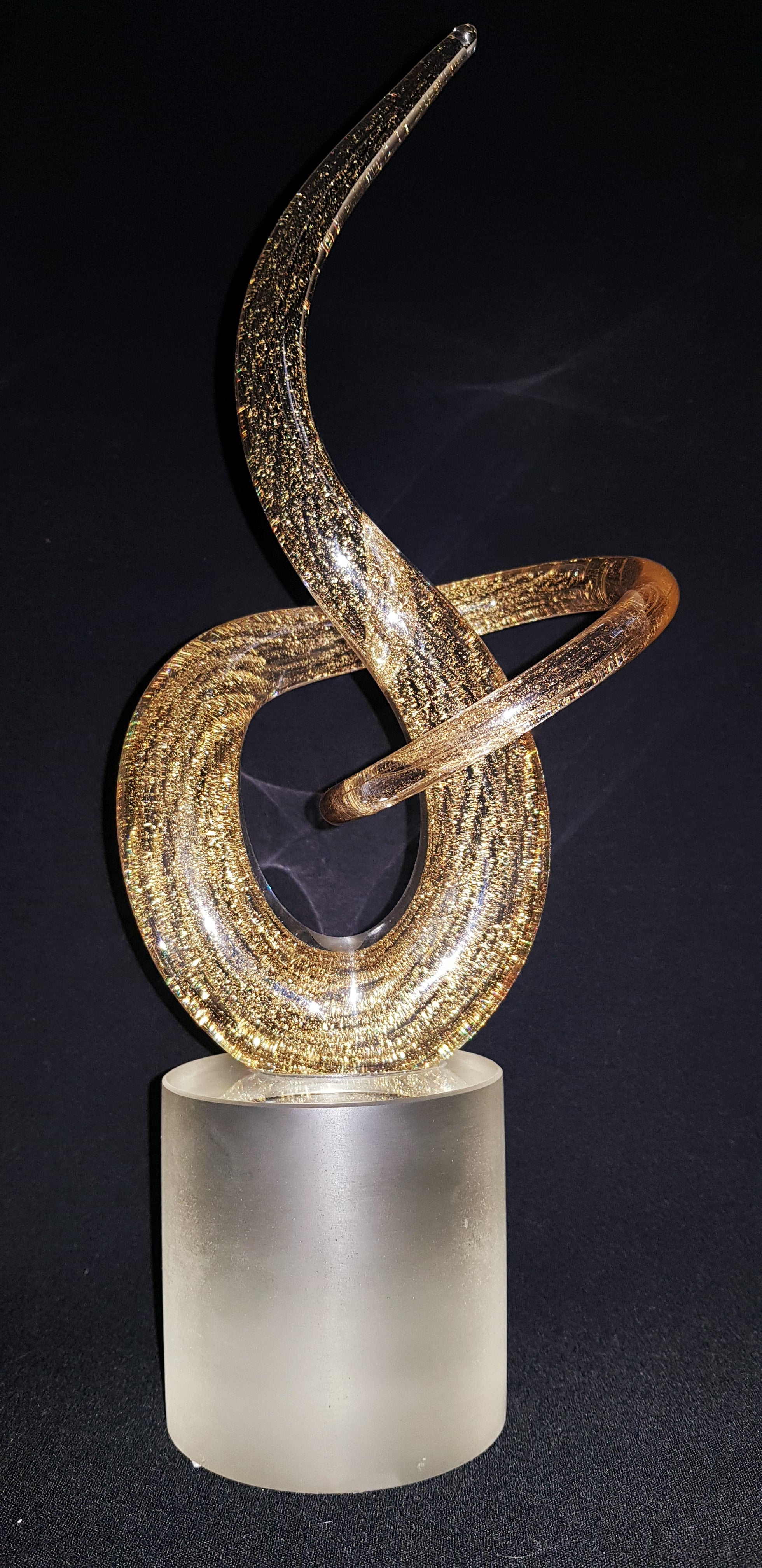 Vitange Murano Glass Abstract Sculpture with Gold Leaf Signed For Sale