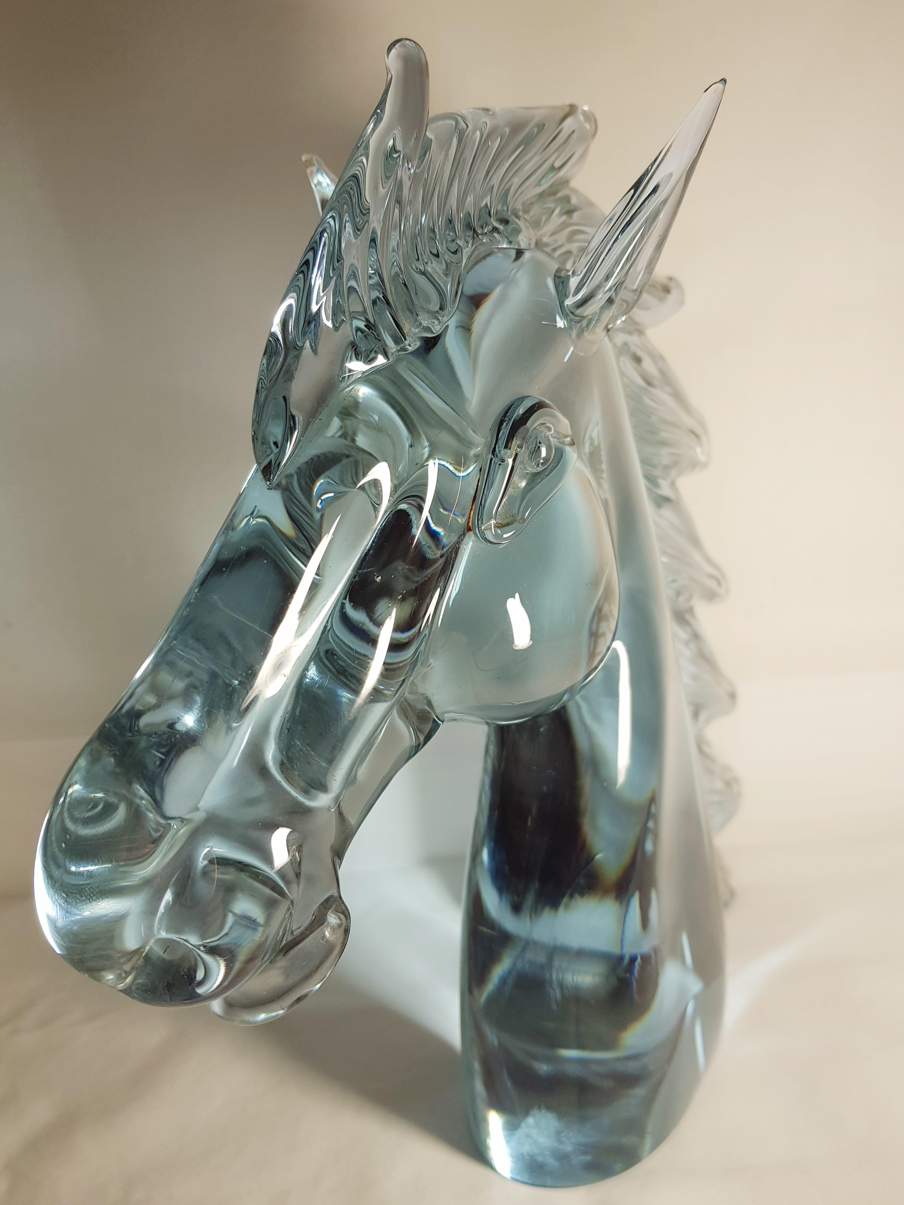 Other Large Murano Glass Alexandrite Neodymium Horse Head, Signed by Licio Zanetti For Sale
