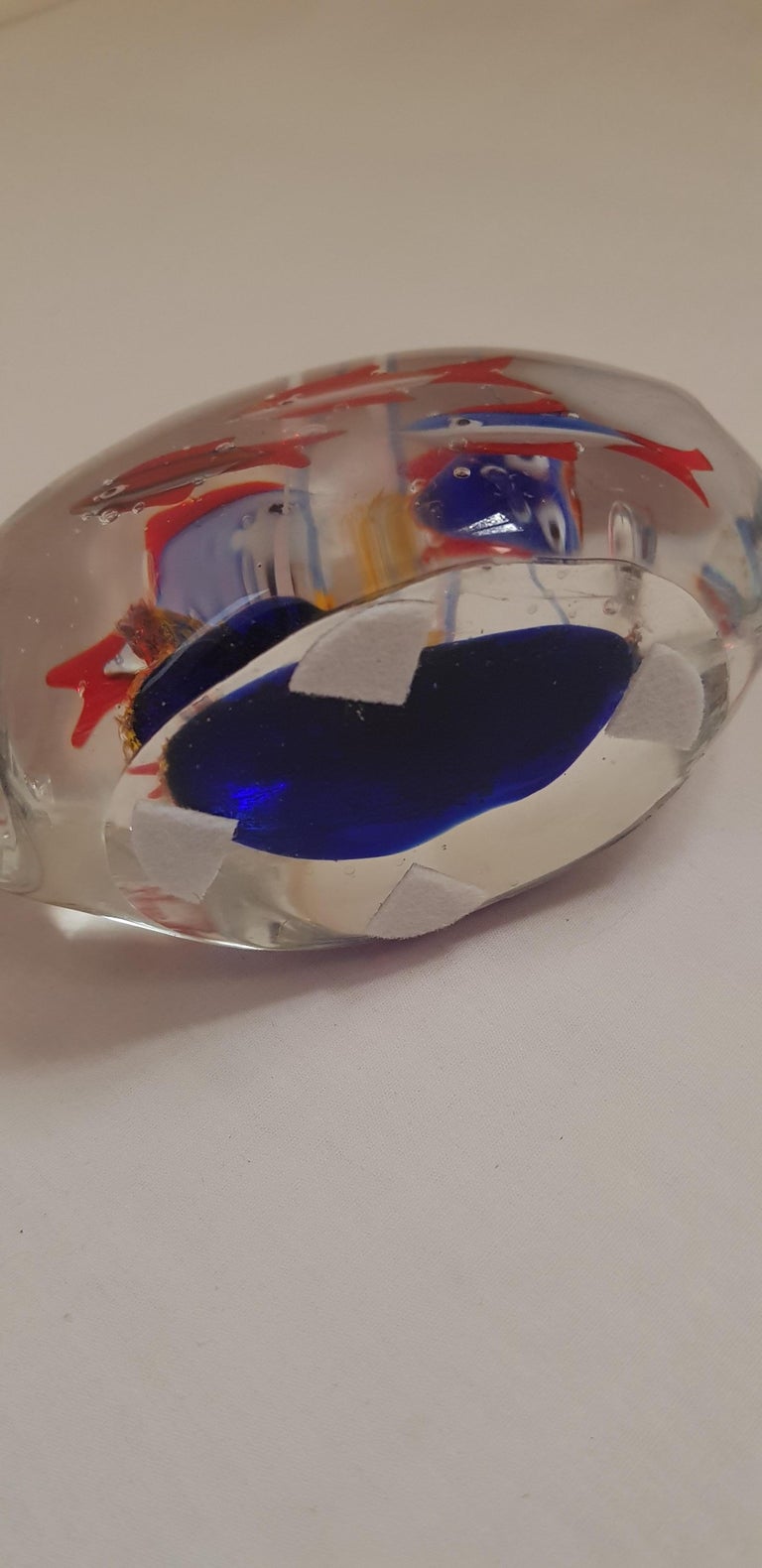 Hand-Crafted Vitange Murano Glass Aquarium Paperweight For Sale