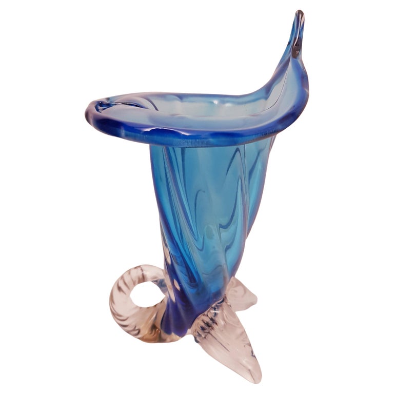 Vitange Murano Glass Cornucopia Vase at 1stDibs