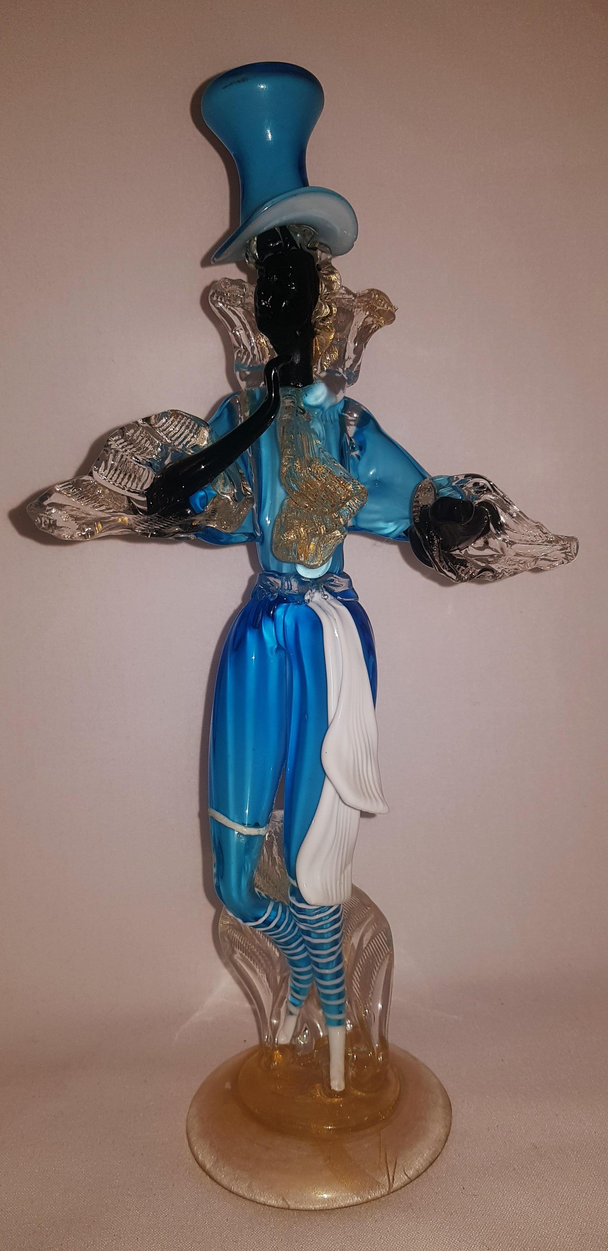 Art Nouveau Middle of century Murano Glass Dancer with Gold Leaf For Sale