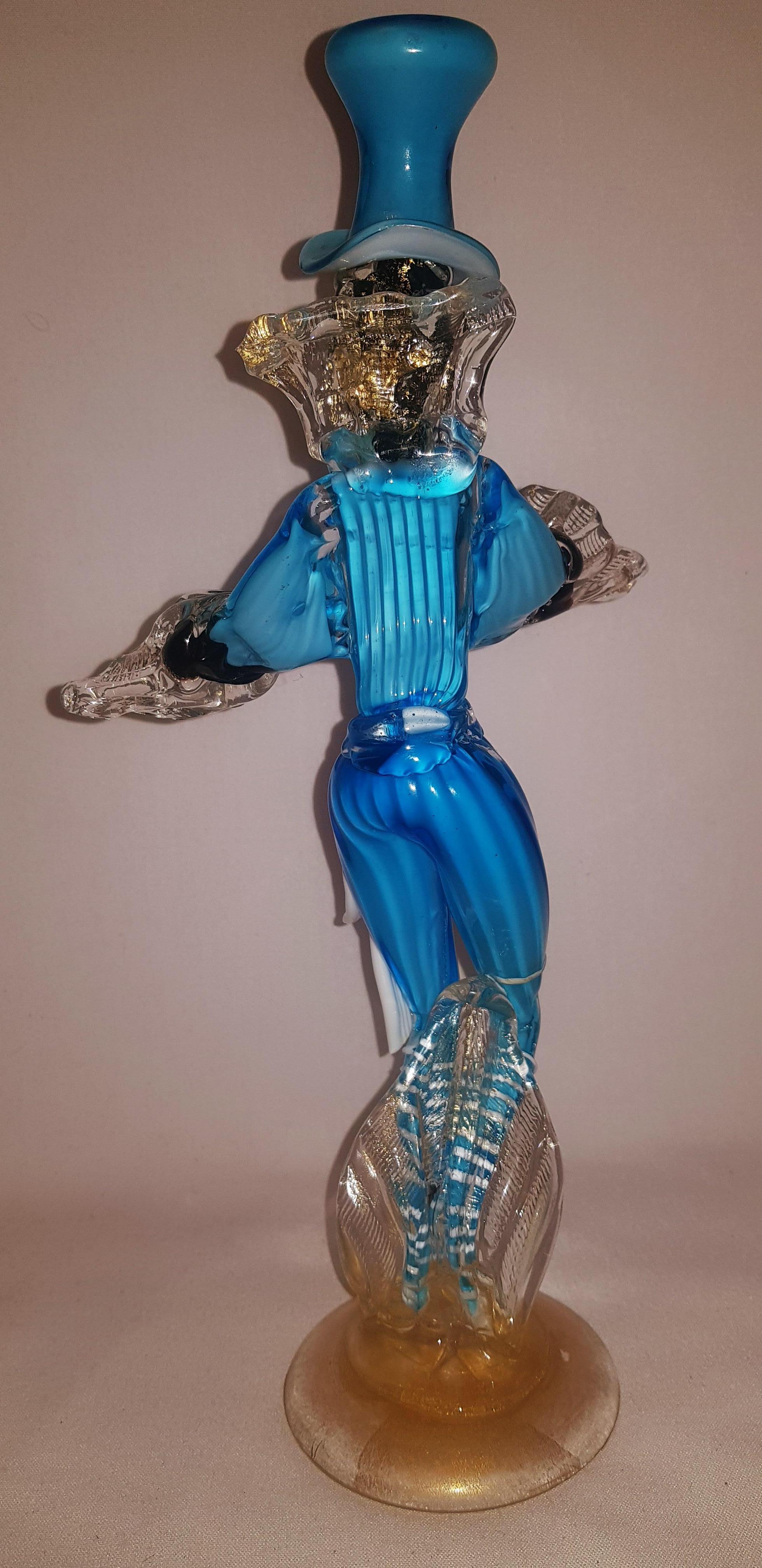 Italian Middle of century Murano Glass Dancer with Gold Leaf For Sale