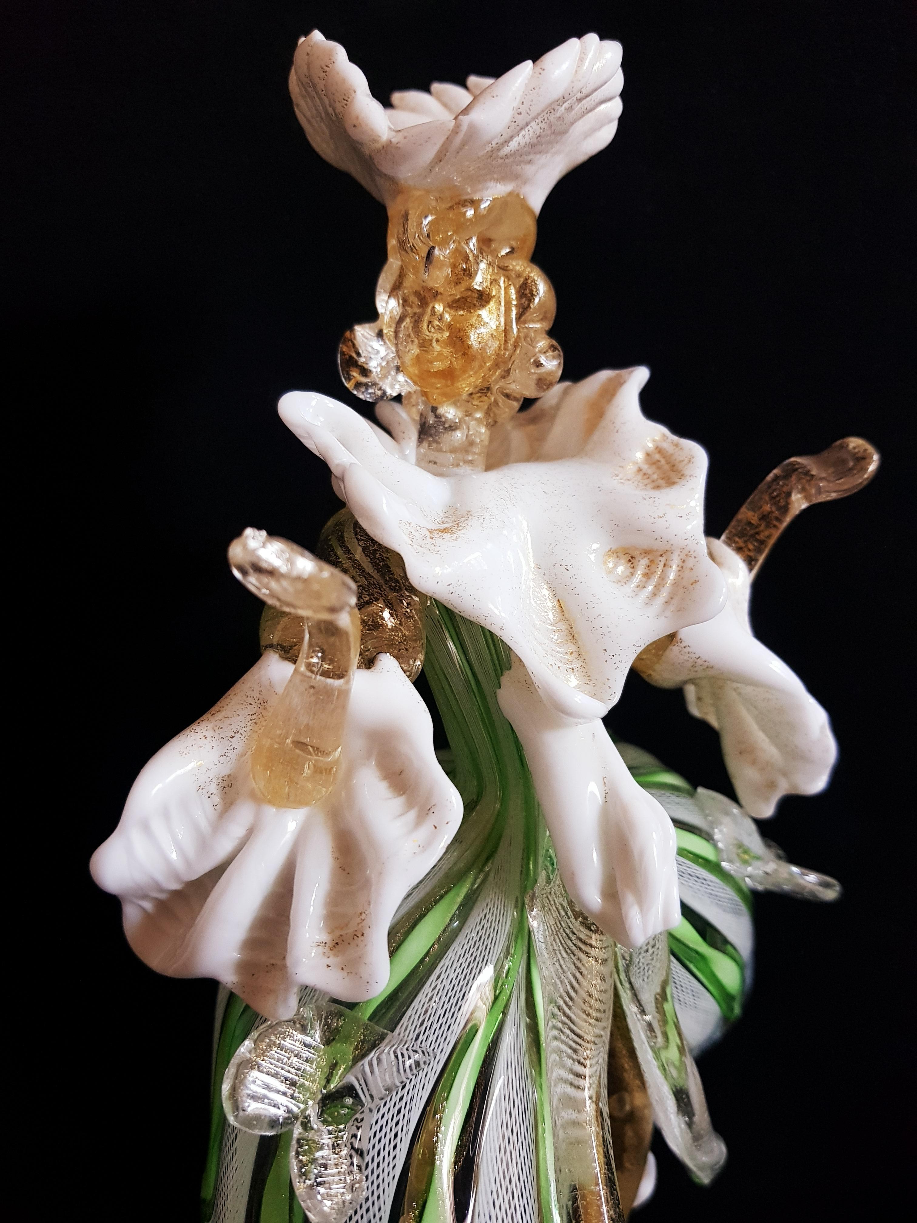 Vitange Murano Glass Dancers Laticino Zanfirico with Gold Leaf For Sale 2