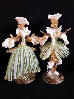 Vitange Murano Glass Dancers Laticino Zanfirico with Gold Leaf