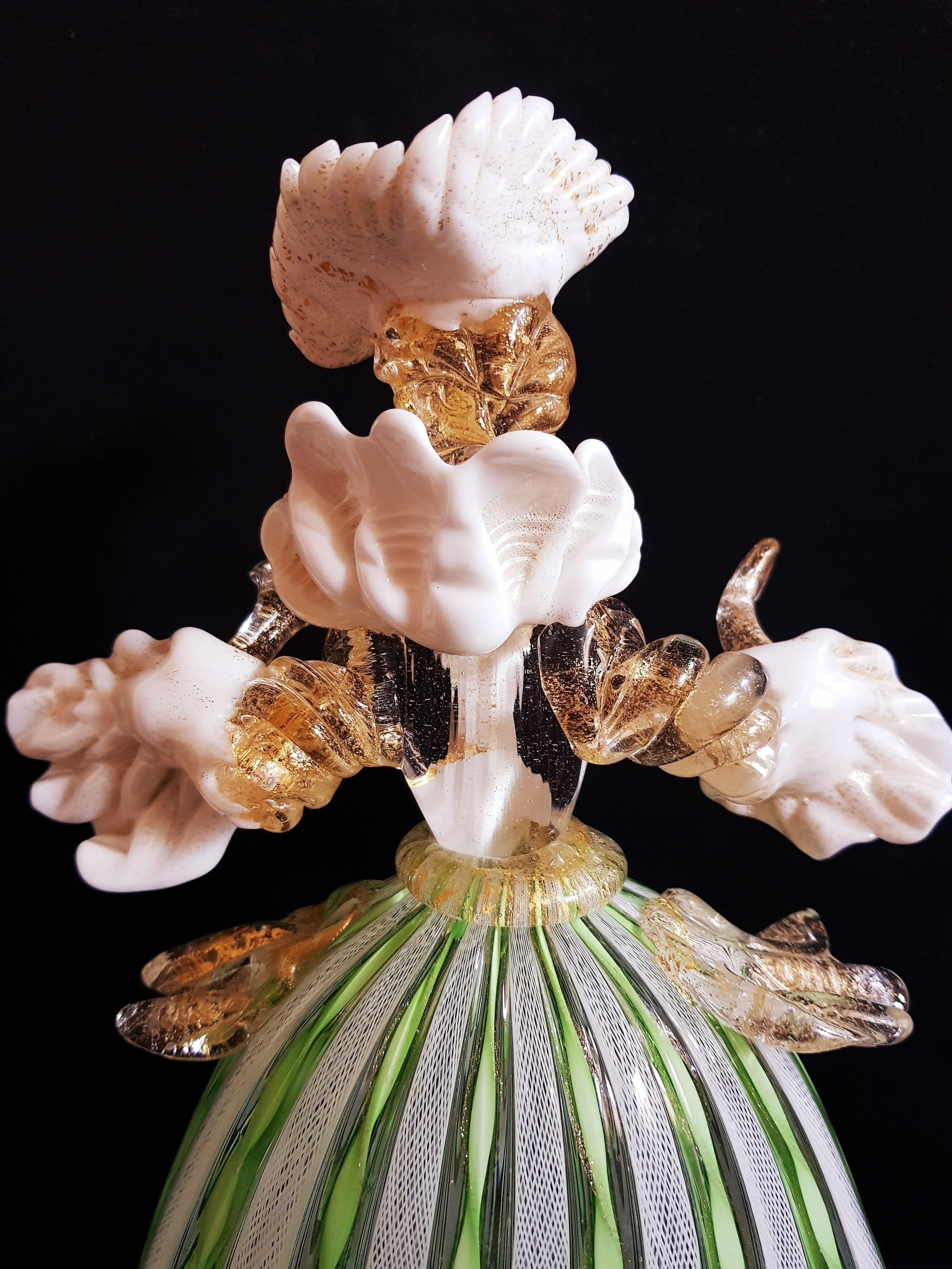 Vitange Murano Glass Dancers Laticino Zanfirico with Gold Leaf In Excellent Condition For Sale In Grantham, GB