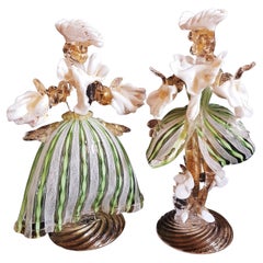 Vitange Murano Glass Dancers Laticino Zanfirico with Gold Leaf