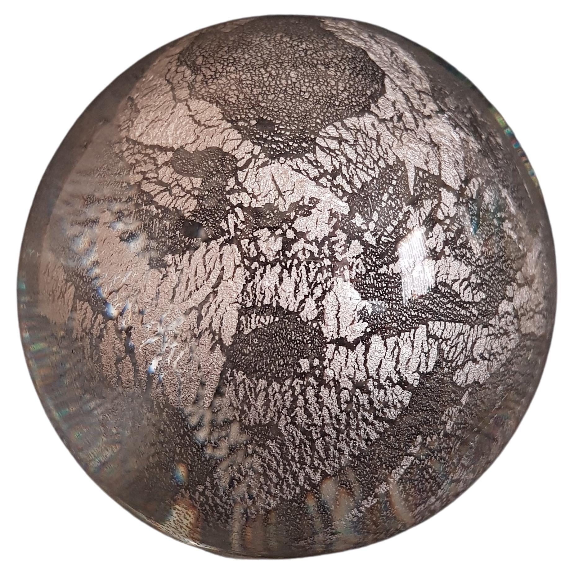 Vitange Murano Glass Paperweight with Silver Leaf