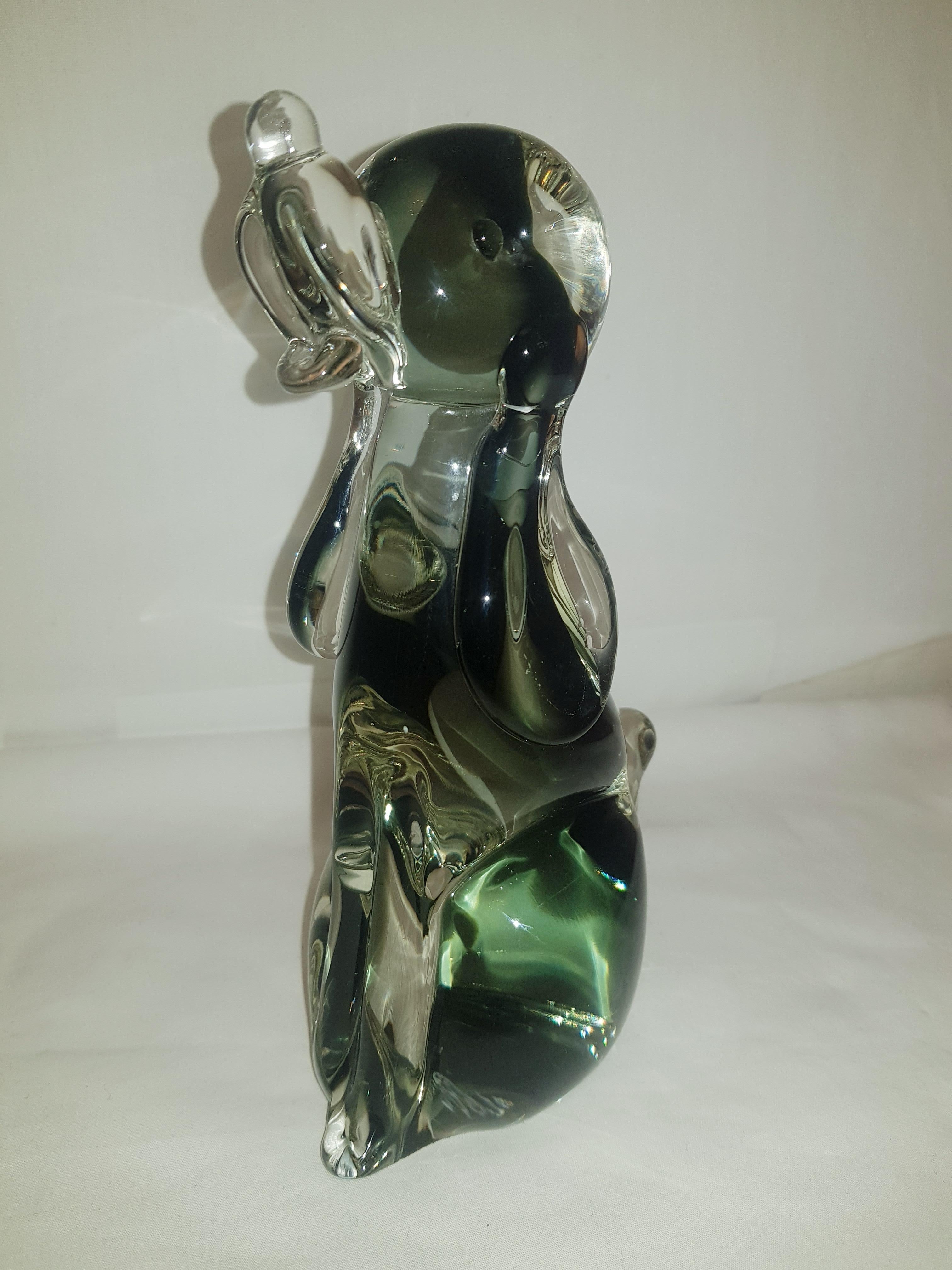 Beautiful vitange murano glass somerso dog green and clear by Vincenzo Nason brilliant condition.