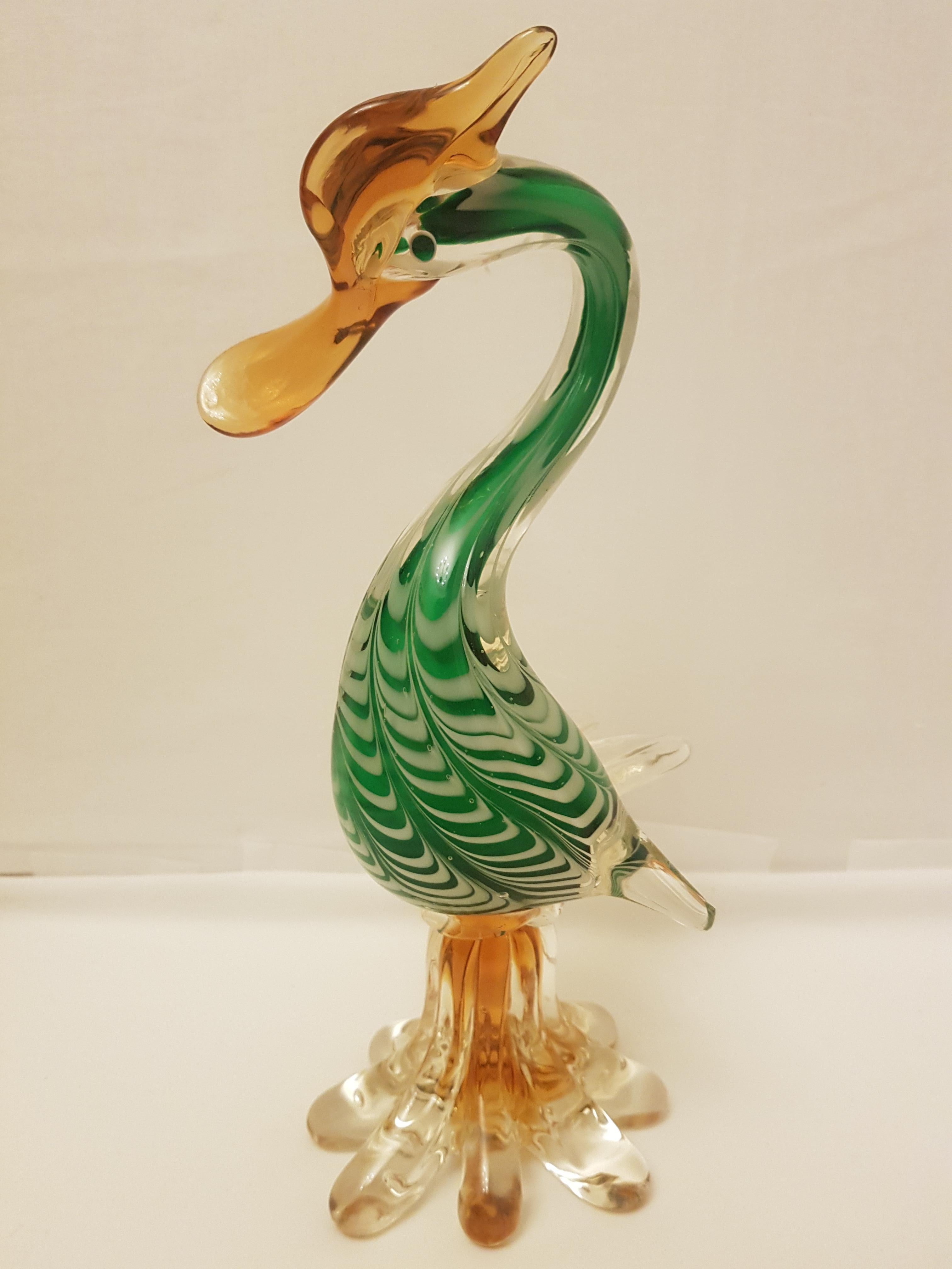 Schöne Vintage Muranoglas somerso niederländischen grün, weiß, bernsteinfarben und klar brillanten Zustand. Haben teilweise ein Jordan-Import Firmenetikett.