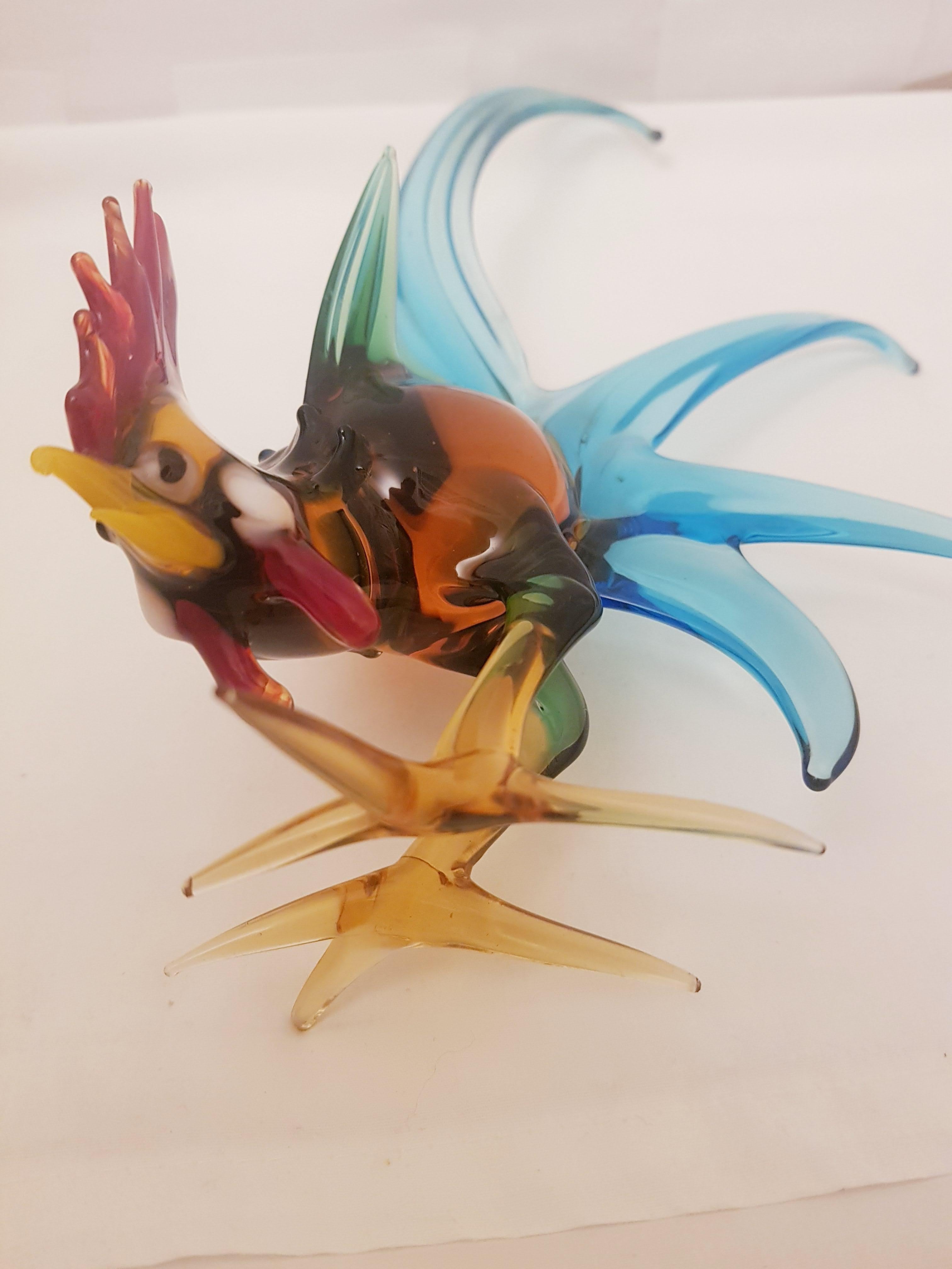 Vitange Murano Glass Somerso Rooster In Excellent Condition For Sale In Grantham, GB