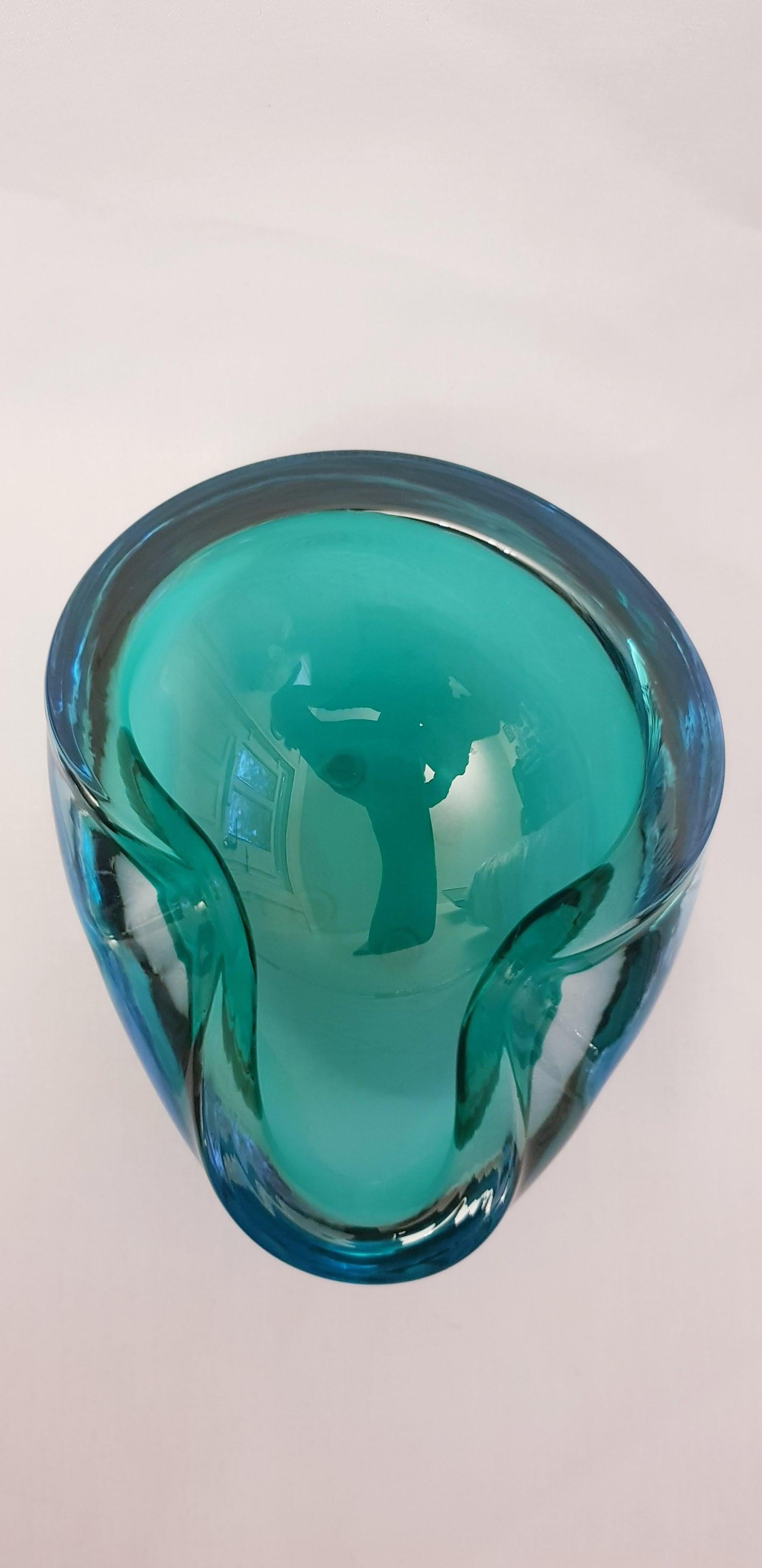 Italian Middle of century murano glass somerso geode bowl  For Sale