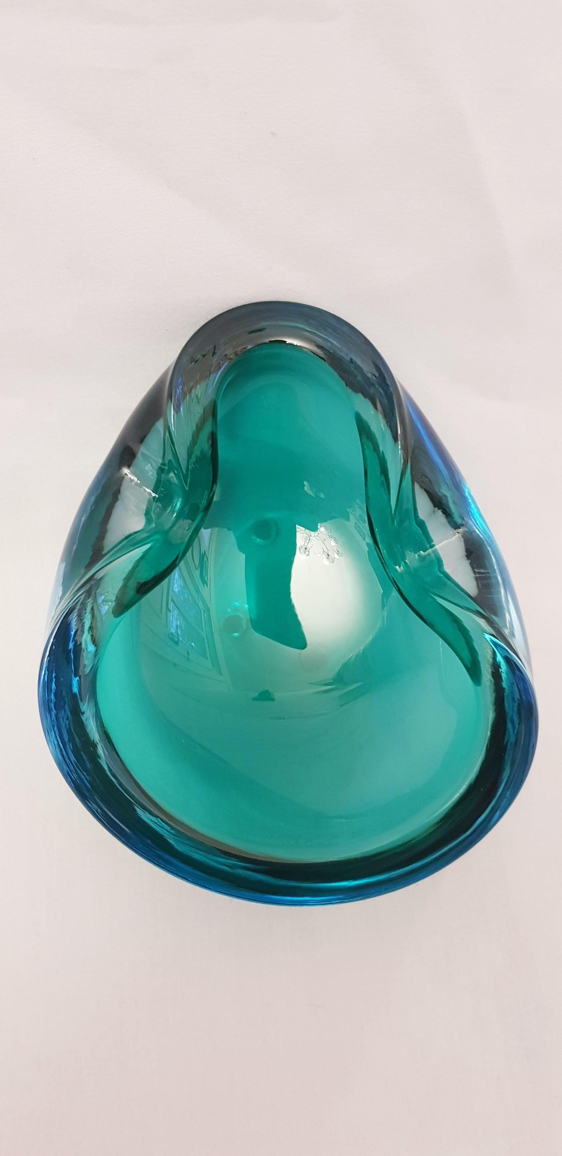 Hand-Crafted Middle of century murano glass somerso geode bowl  For Sale