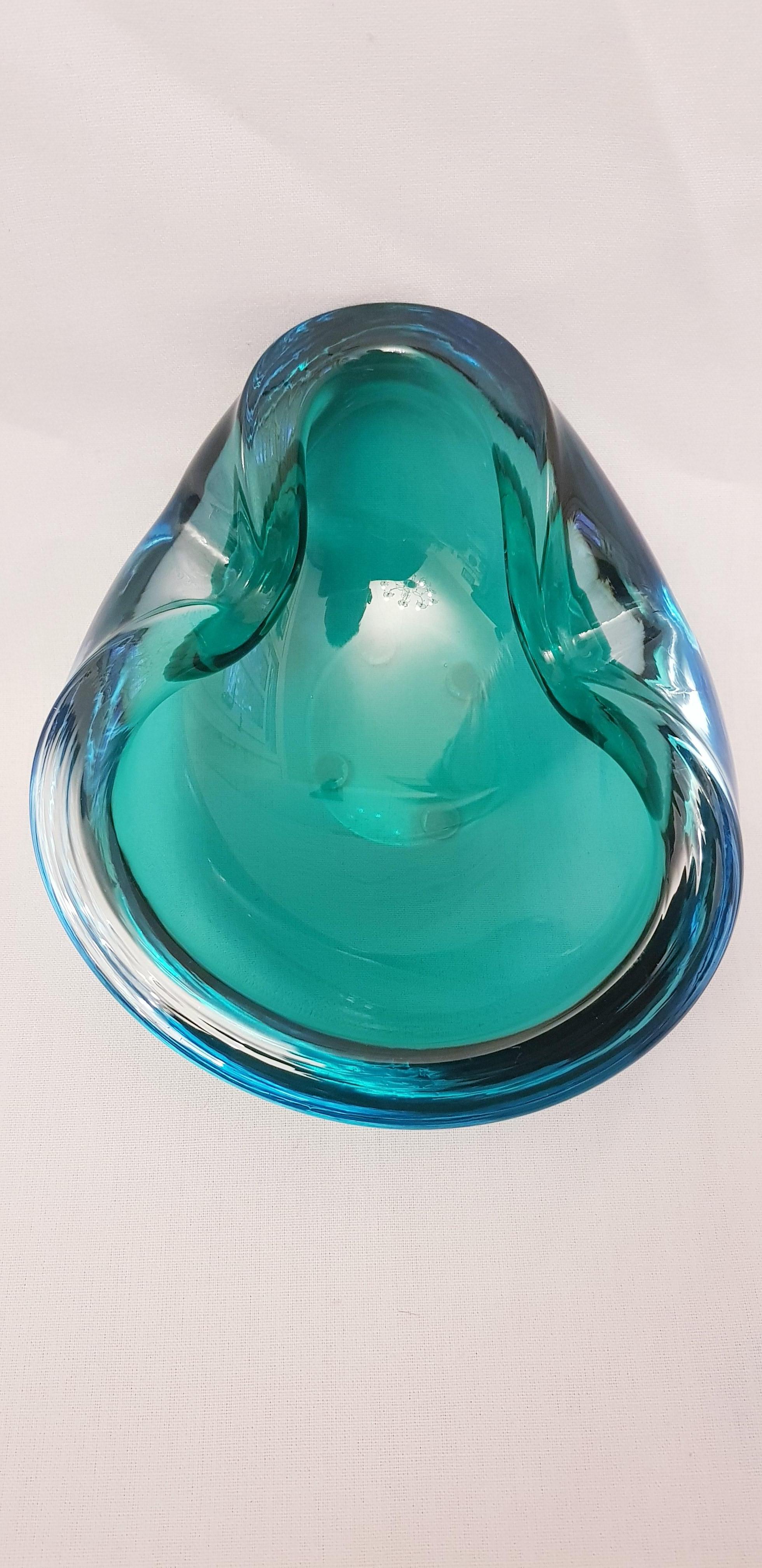 Middle of century murano glass somerso geode bowl  In Excellent Condition For Sale In Grantham, GB