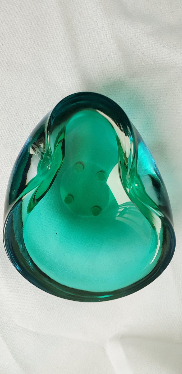Middle of century murano glass somerso geode bowl For Sale at 1stDibs