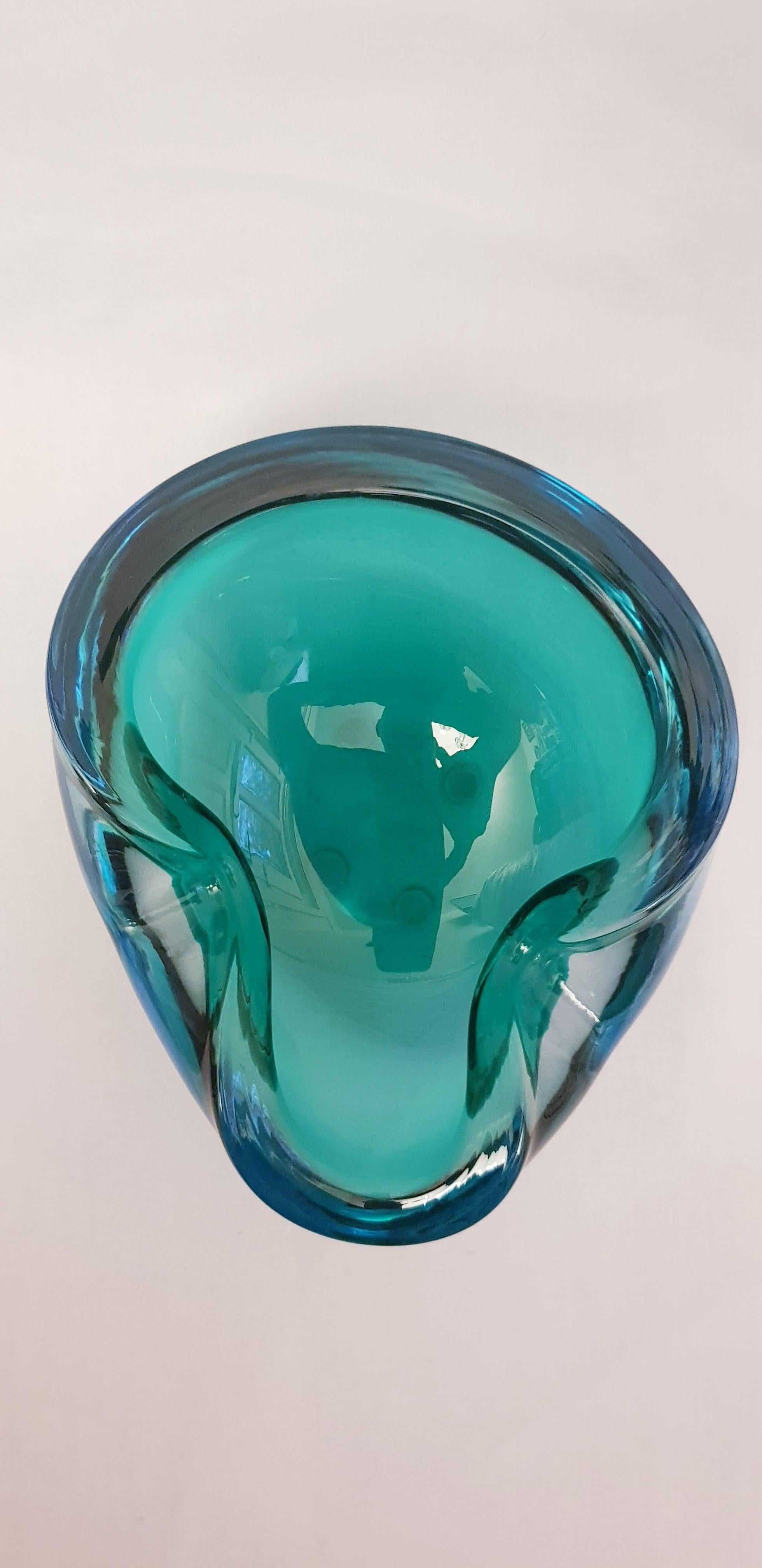 Art Nouveau Middle of century murano glass somerso geode bowl  For Sale