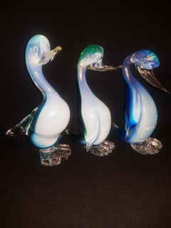 Vitange Murano Glass Sommerso Opaline Birds
