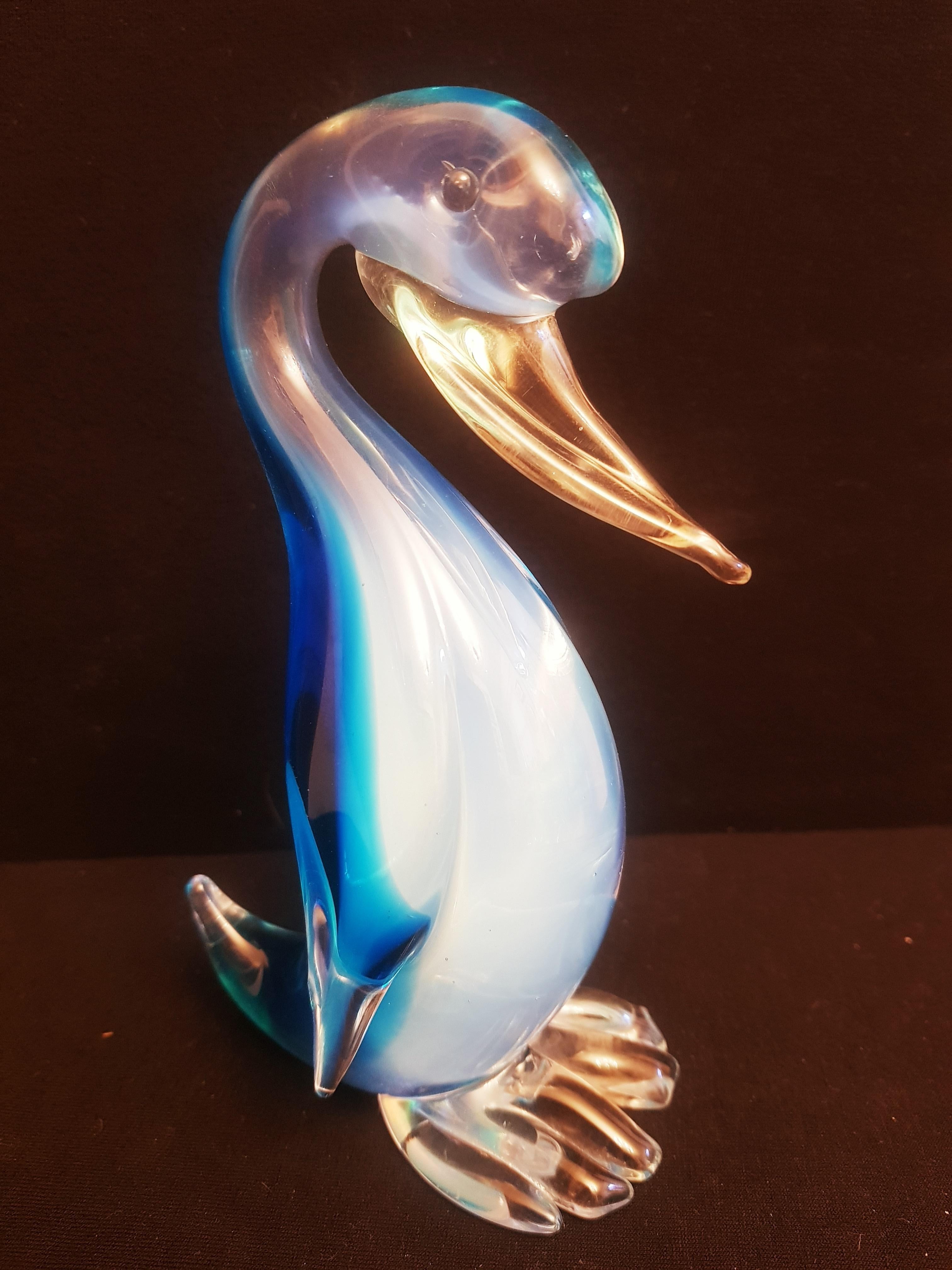 Art Nouveau Vitange Murano Glass Sommerso Opaline Birds For Sale