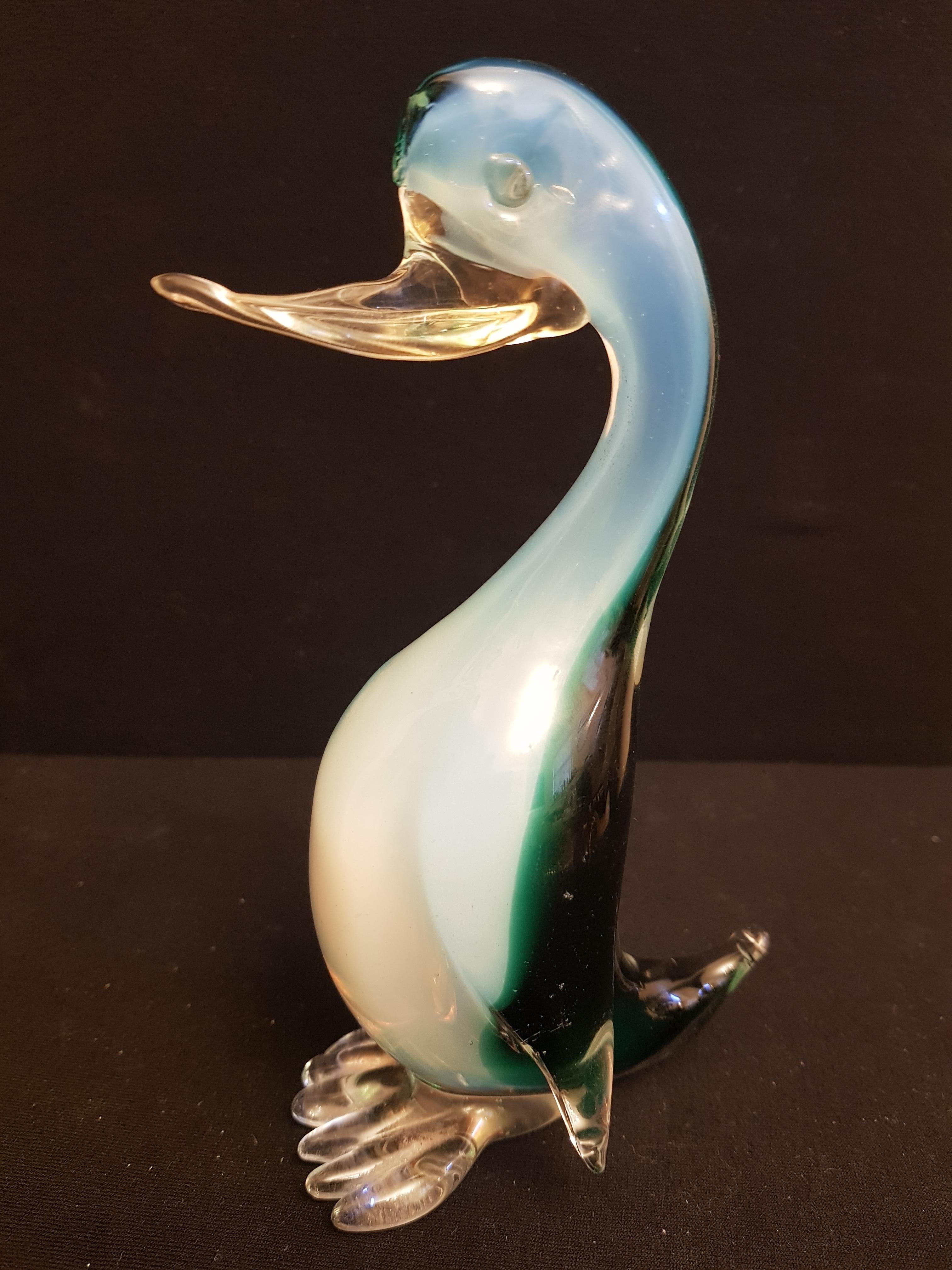 Mid-20th Century Vitange Murano Glass Sommerso Opaline Birds For Sale