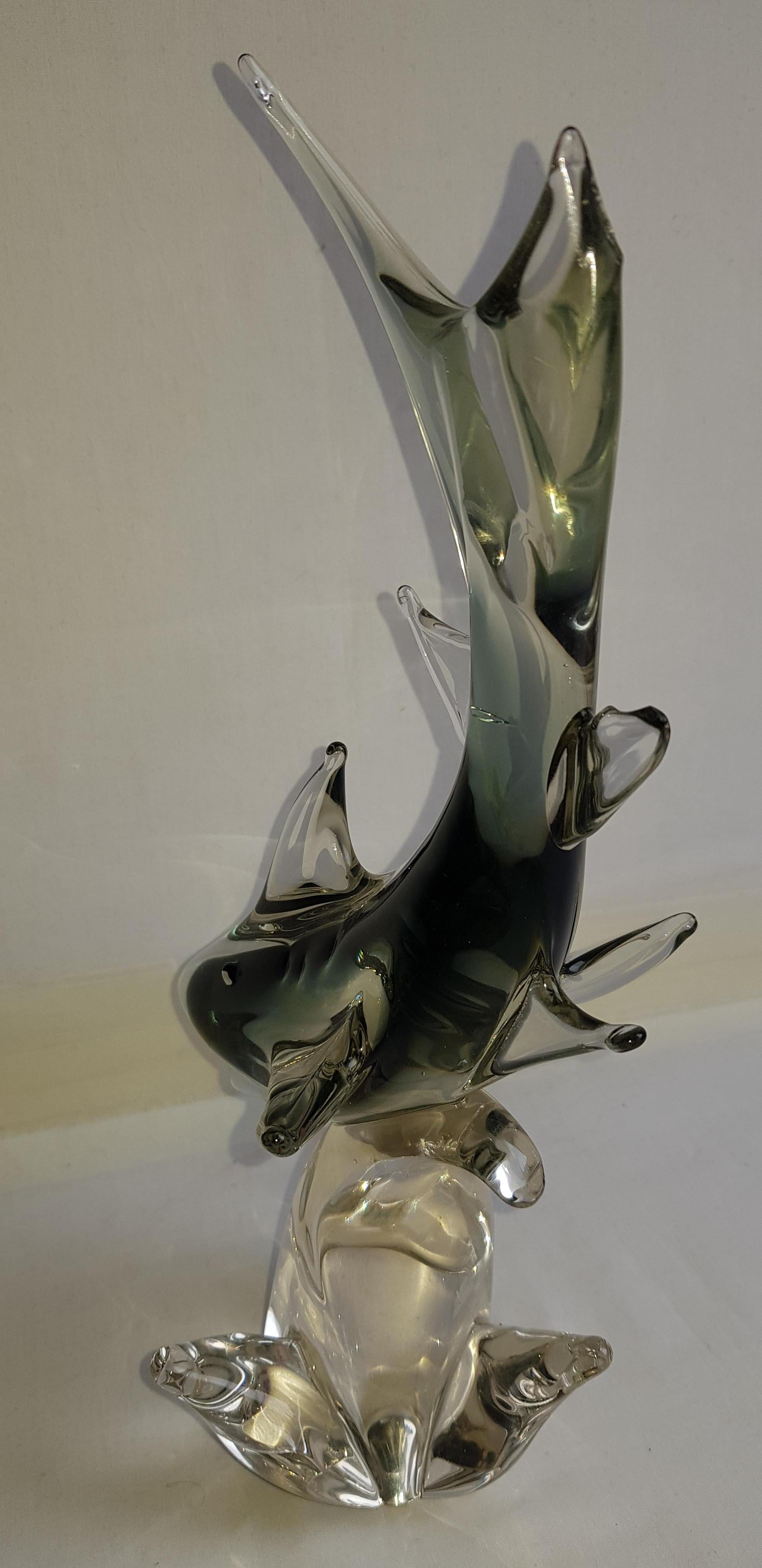 Italian Vitange Murano Glass Sommerso Shark, Formia Vetri For Sale