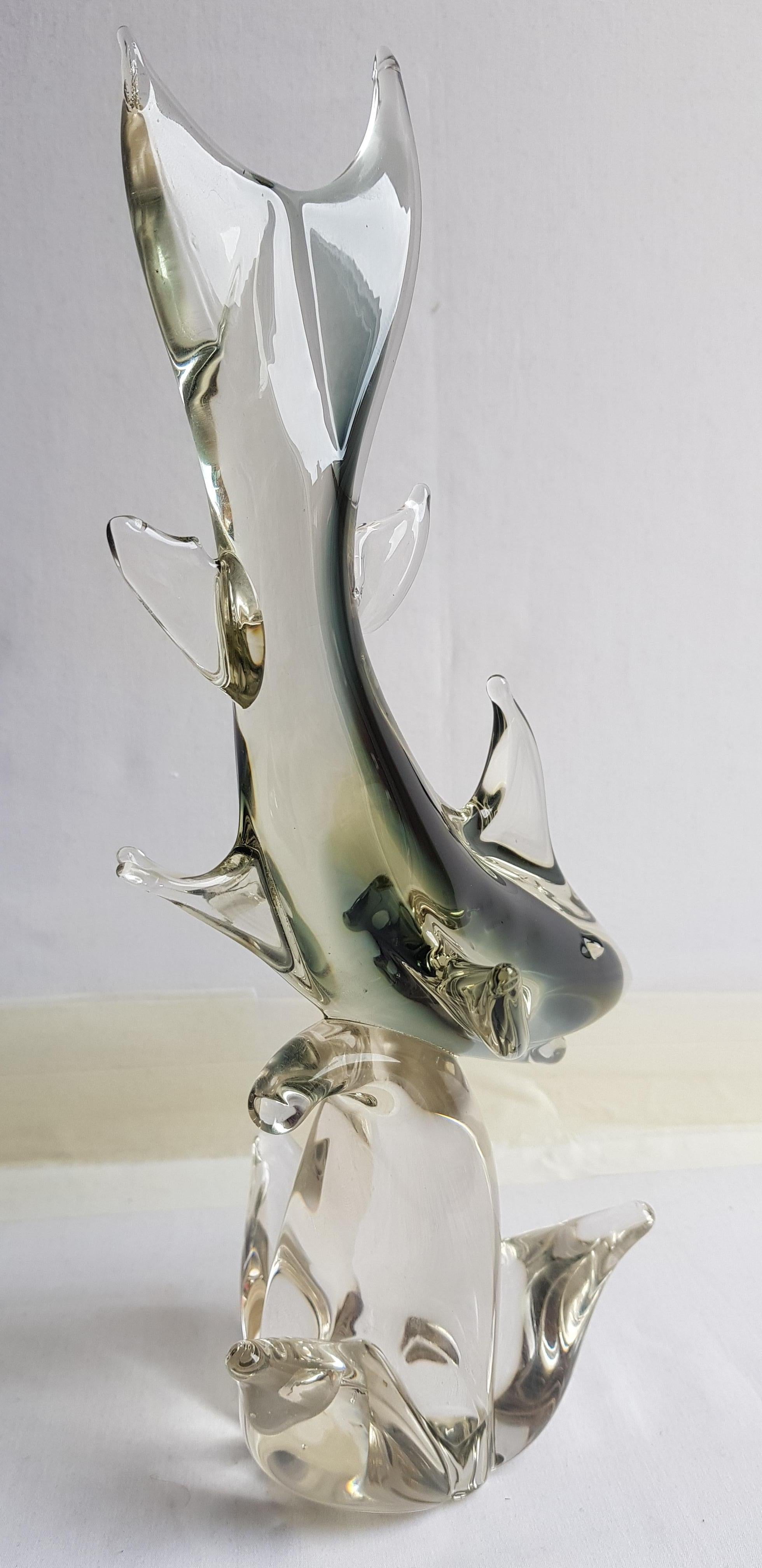 Other Vitange Murano Glass Sommerso Shark, Formia Vetri For Sale
