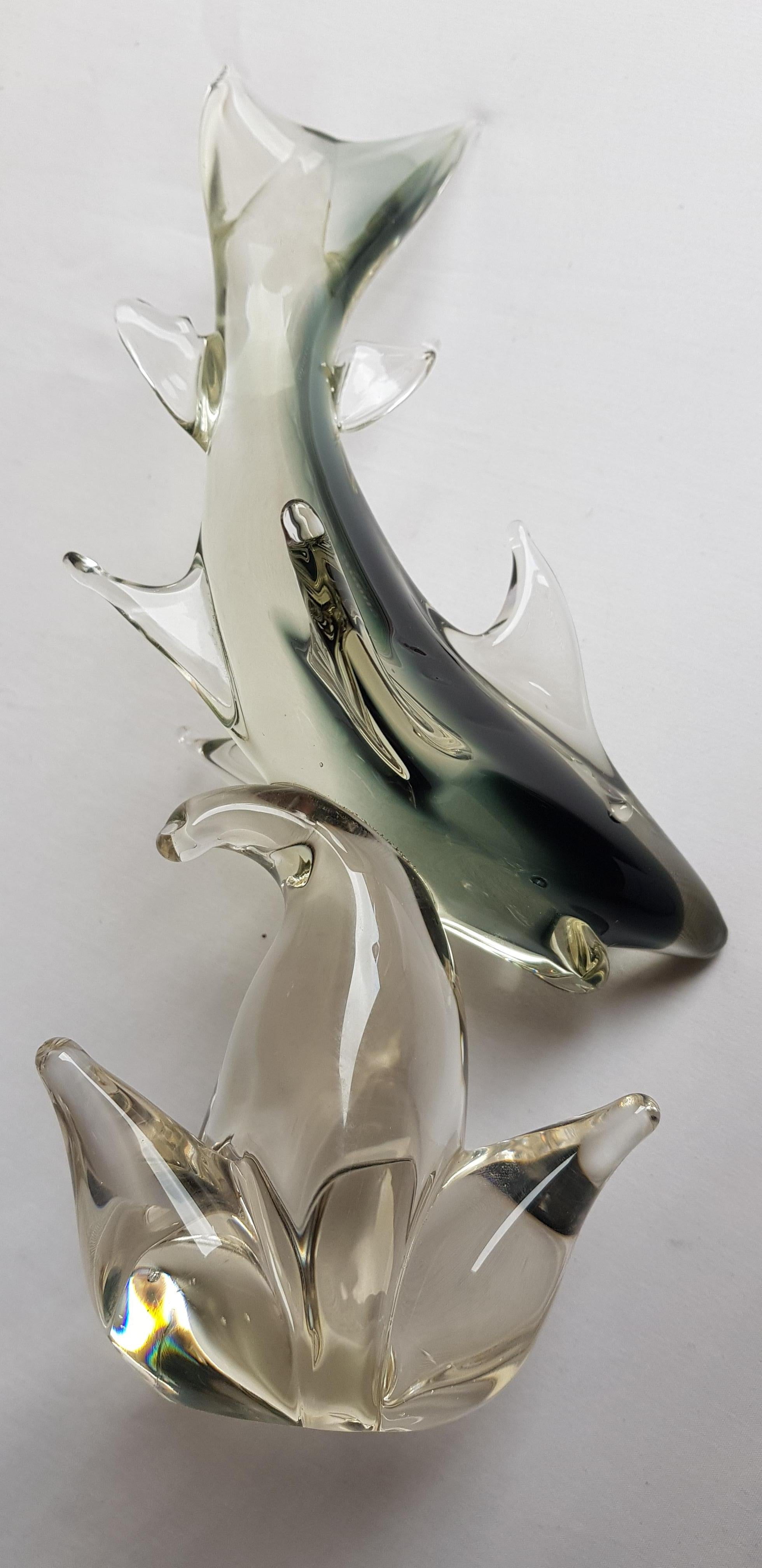 Mid-20th Century Vitange Murano Glass Sommerso Shark, Formia Vetri For Sale