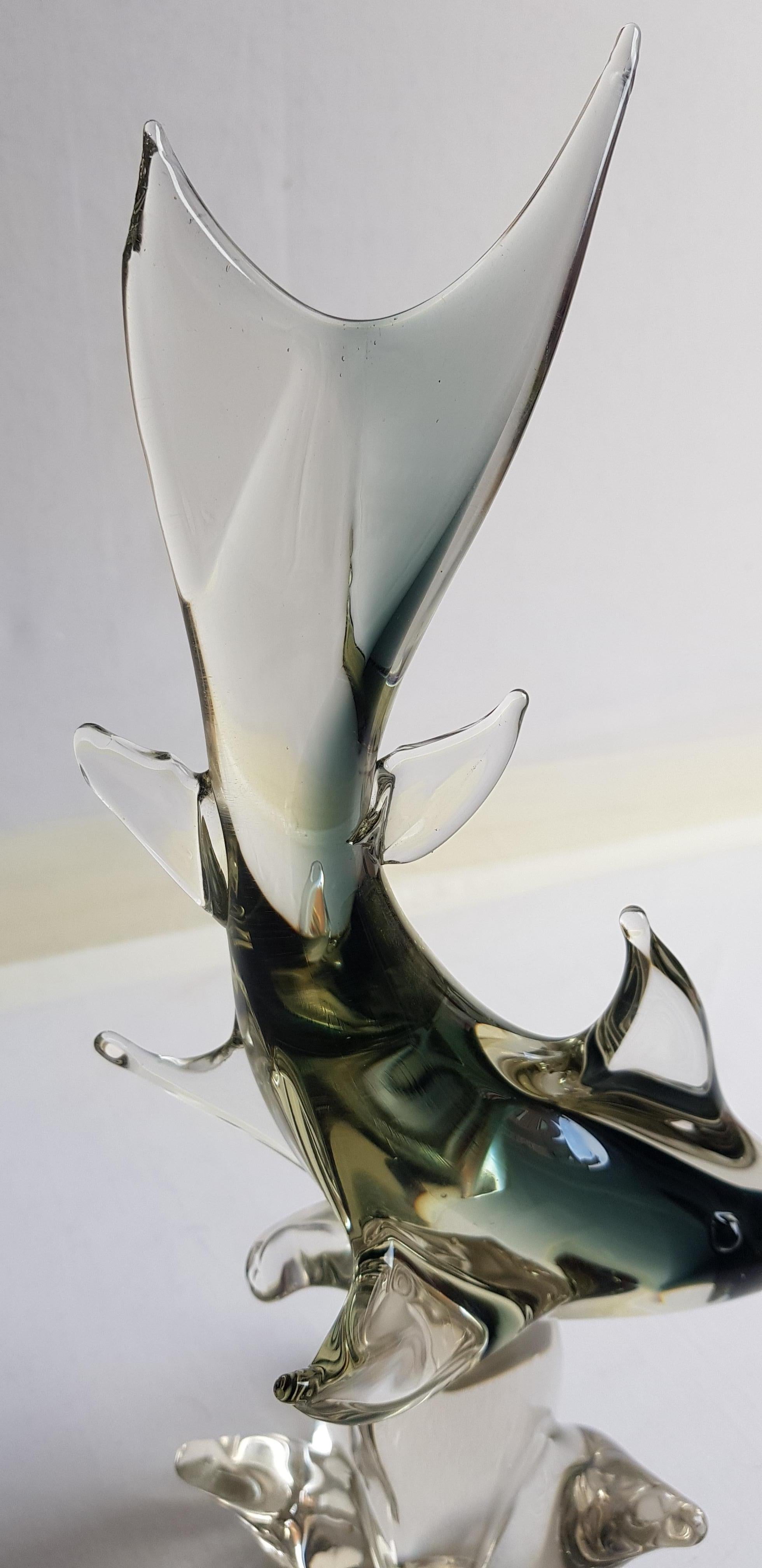 Vitange Murano Glass Sommerso Shark, Formia Vetri For Sale 2