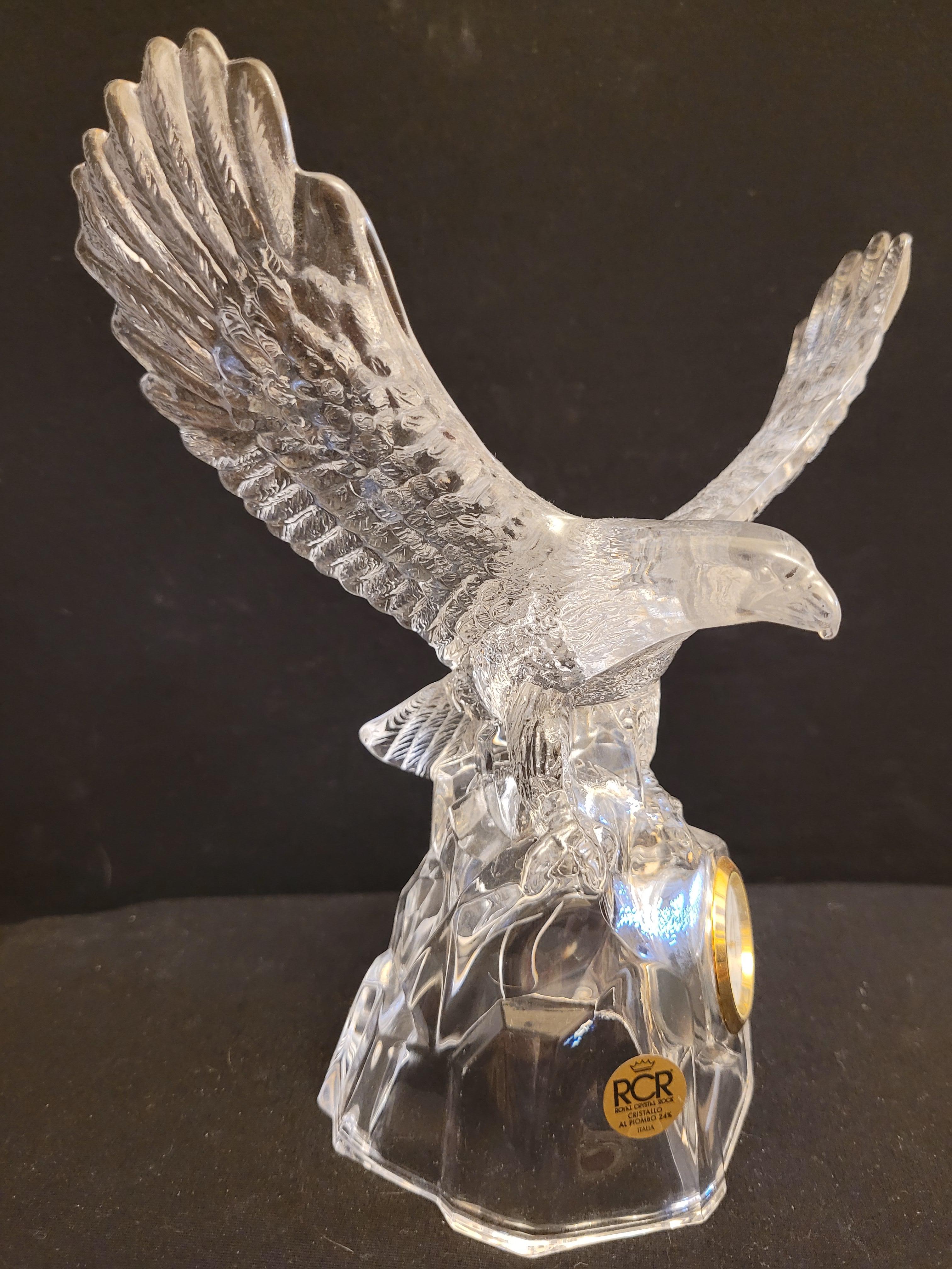 Vitange Italian Crystal Eagle with clock and original sticker, brilliant condition.