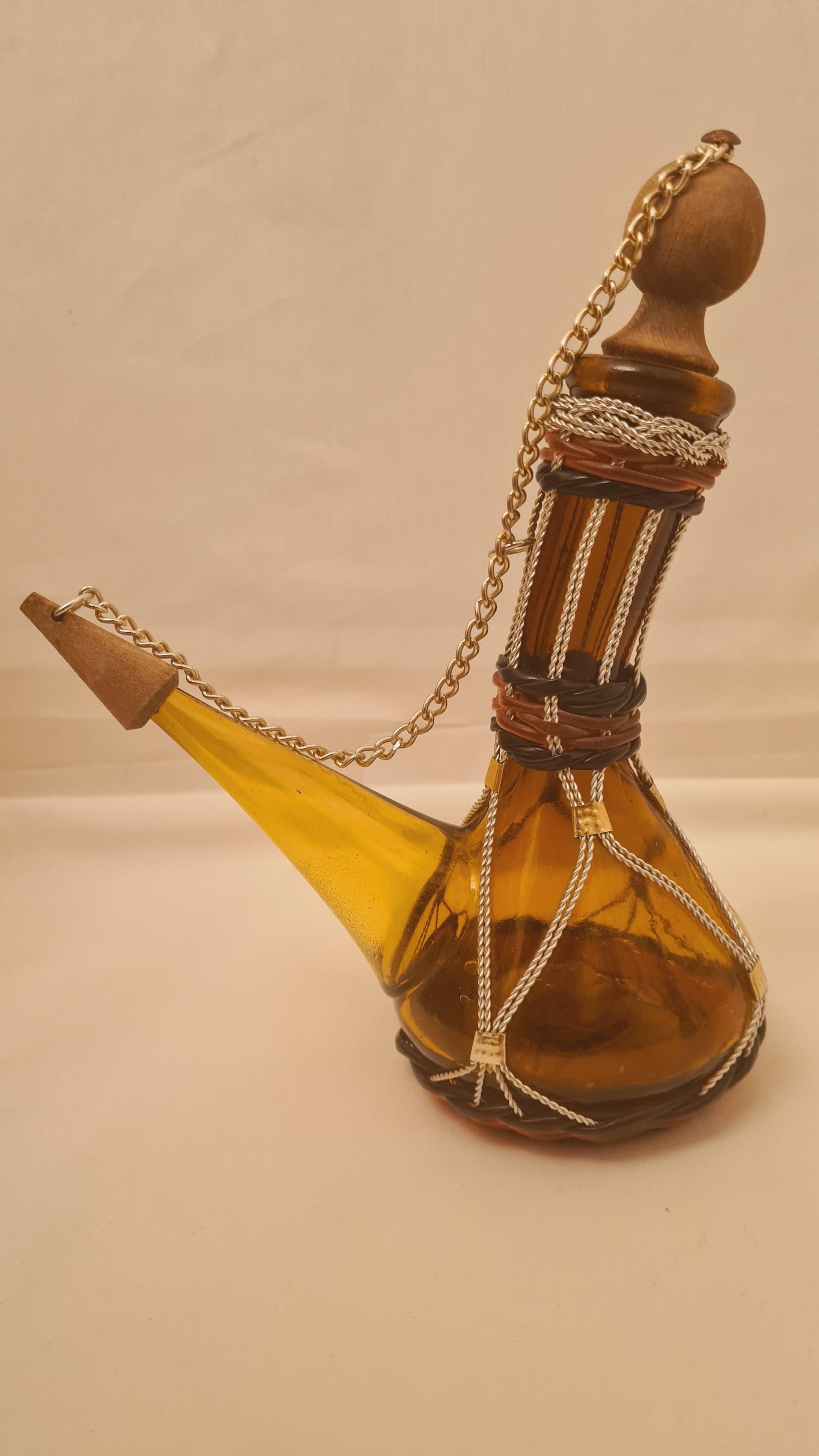 Hand-Crafted Vitange Spanish Tooled Vine Bottles For Sale