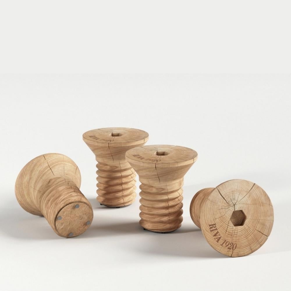 Modern Brugola Cedar Stool by Roberto Giacomucci Made in Italy For Sale
