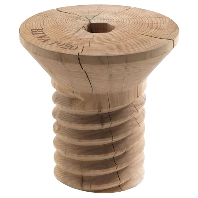 Brugola Cedar Stool by Roberto Giacomucci Made in Italy For Sale